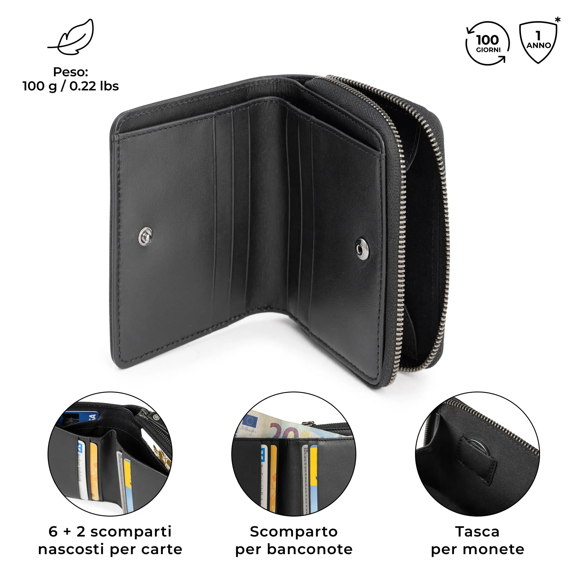 Berliner Bags Portafoglio Sara Donna Piccolo con Portamonete e RFID Pelle - immagine 3