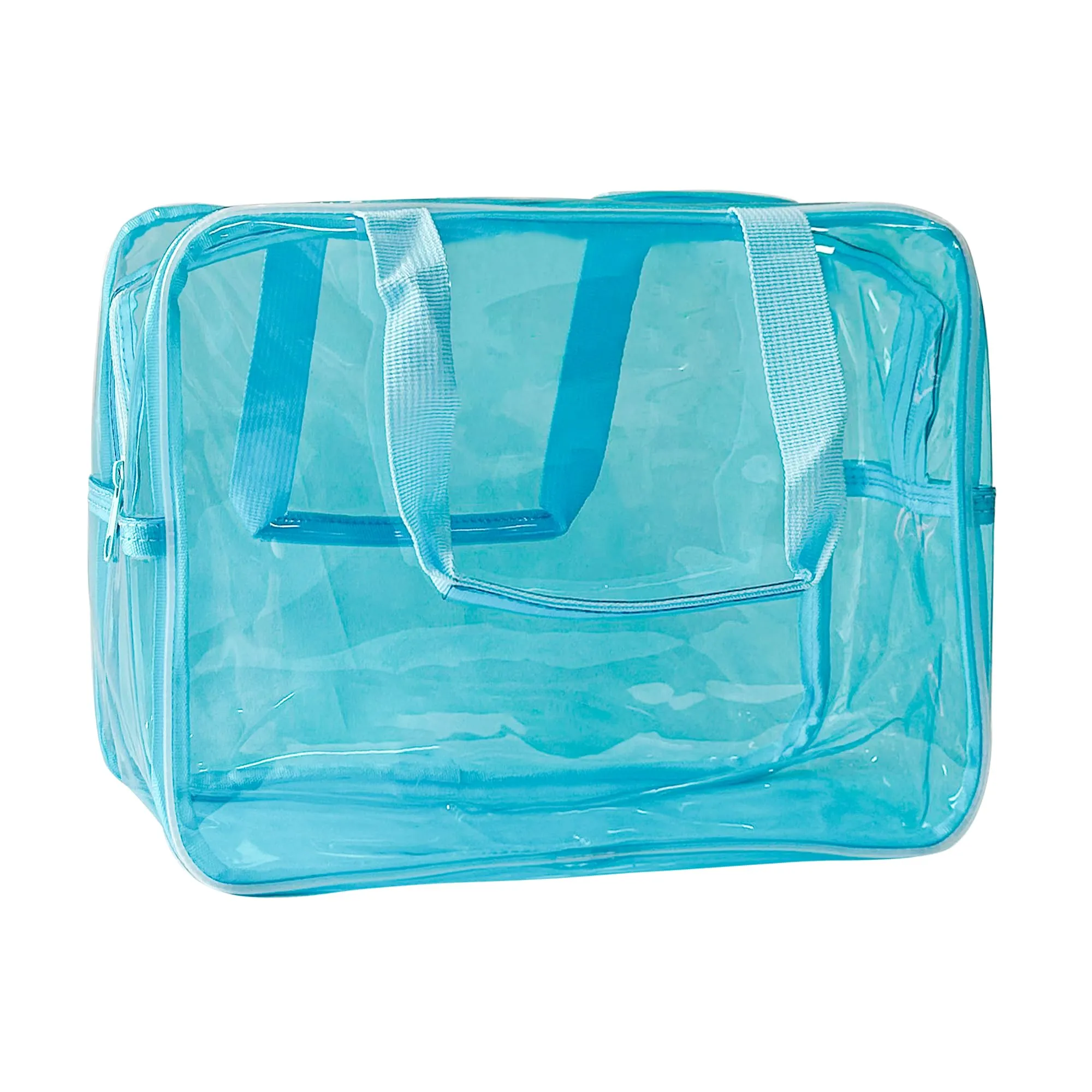 TotePrint Borsa a mano in vinile trasparente impermeabile per trucco Borsa a spalla impermeabile Tote Bag 11,8'' ×5,12'' ×8,26'', Blu, moderno - immagine 1