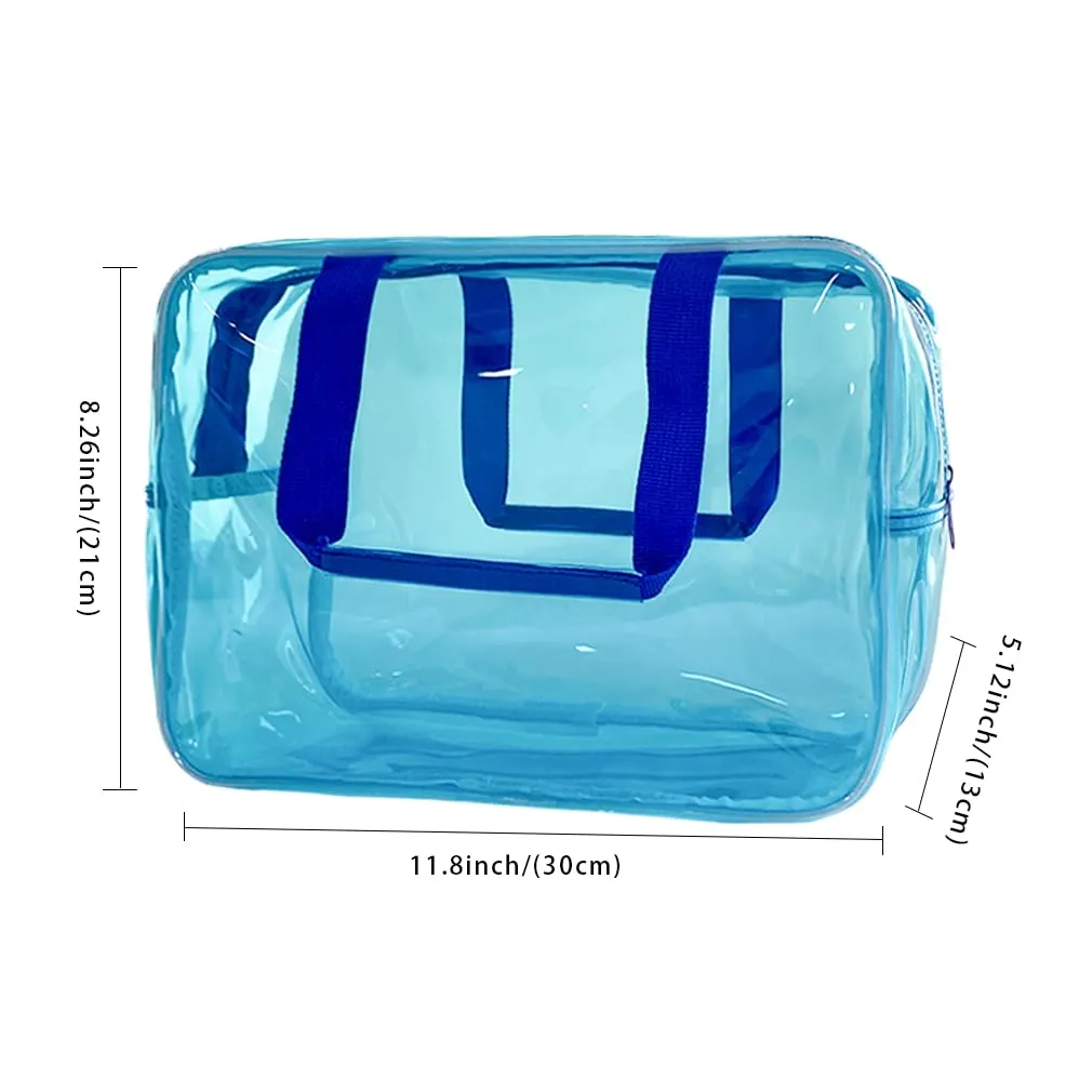 TotePrint Borsa a mano in vinile trasparente impermeabile per trucco Borsa a spalla impermeabile Tote Bag 11,8'' ×5,12'' ×8,26'', Blu, moderno - immagine 2
