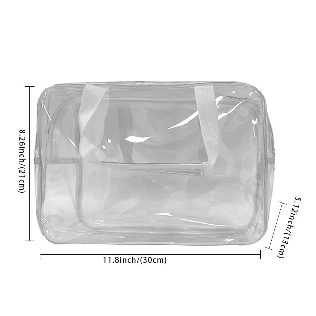 TotePrint Borsa a mano in vinile trasparente impermeabile per trucco, borsa a spalla impermeabile Tote Bag 11.8'' ×5.12'' ×8.26'', Trasparente, moderno - immagine 2