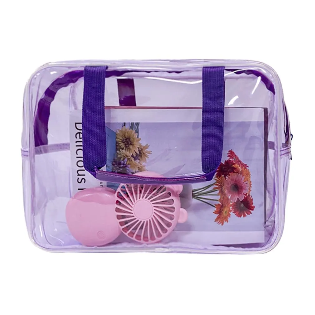 TotePrint Borsa a mano in vinile trasparente impermeabile per trucco Borsa a spalla impermeabile Tote Bag 11,8'' ×5,12'' ×8,26'', viola., moderno - immagine 1