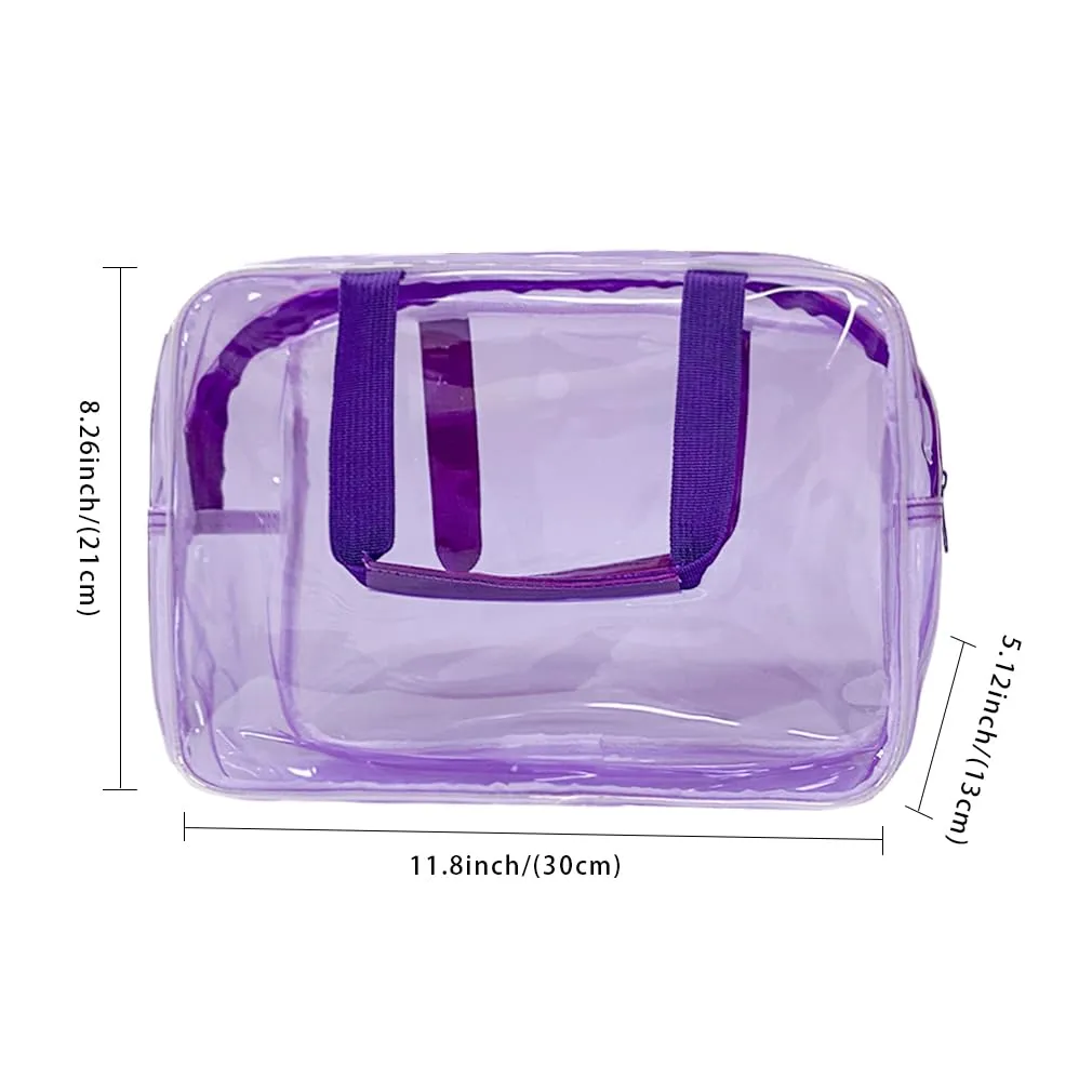 TotePrint Borsa a mano in vinile trasparente impermeabile per trucco Borsa a spalla impermeabile Tote Bag 11,8'' ×5,12'' ×8,26'', viola., moderno - immagine 2