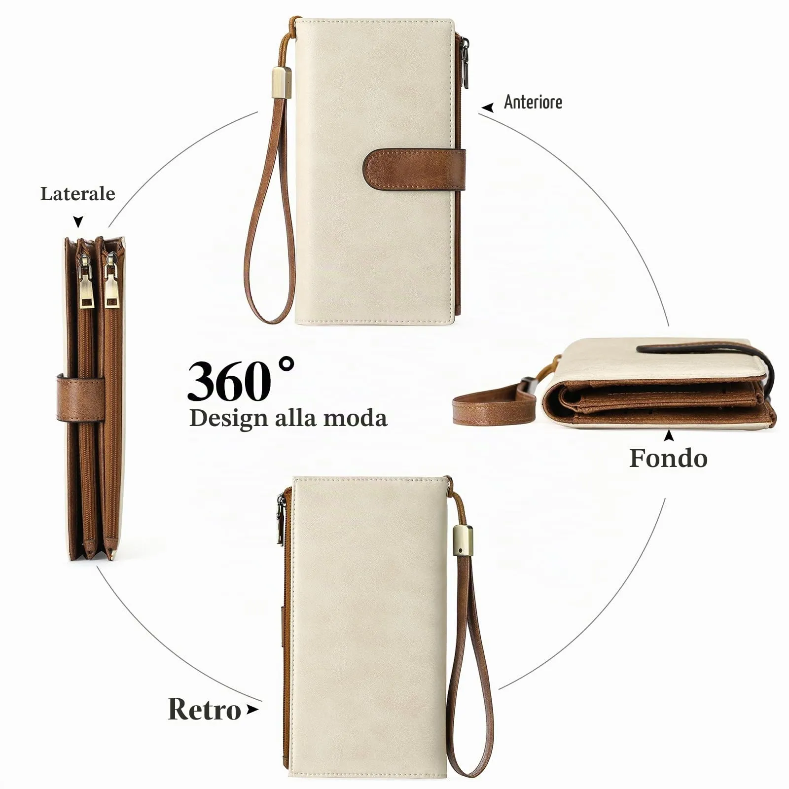 GOIACII Portafoglio Donna Grande Formato Lungo Portafogli Pelle RFID Blocco con Slot per Schede Multiple Portamonete da Polso - immagine 4