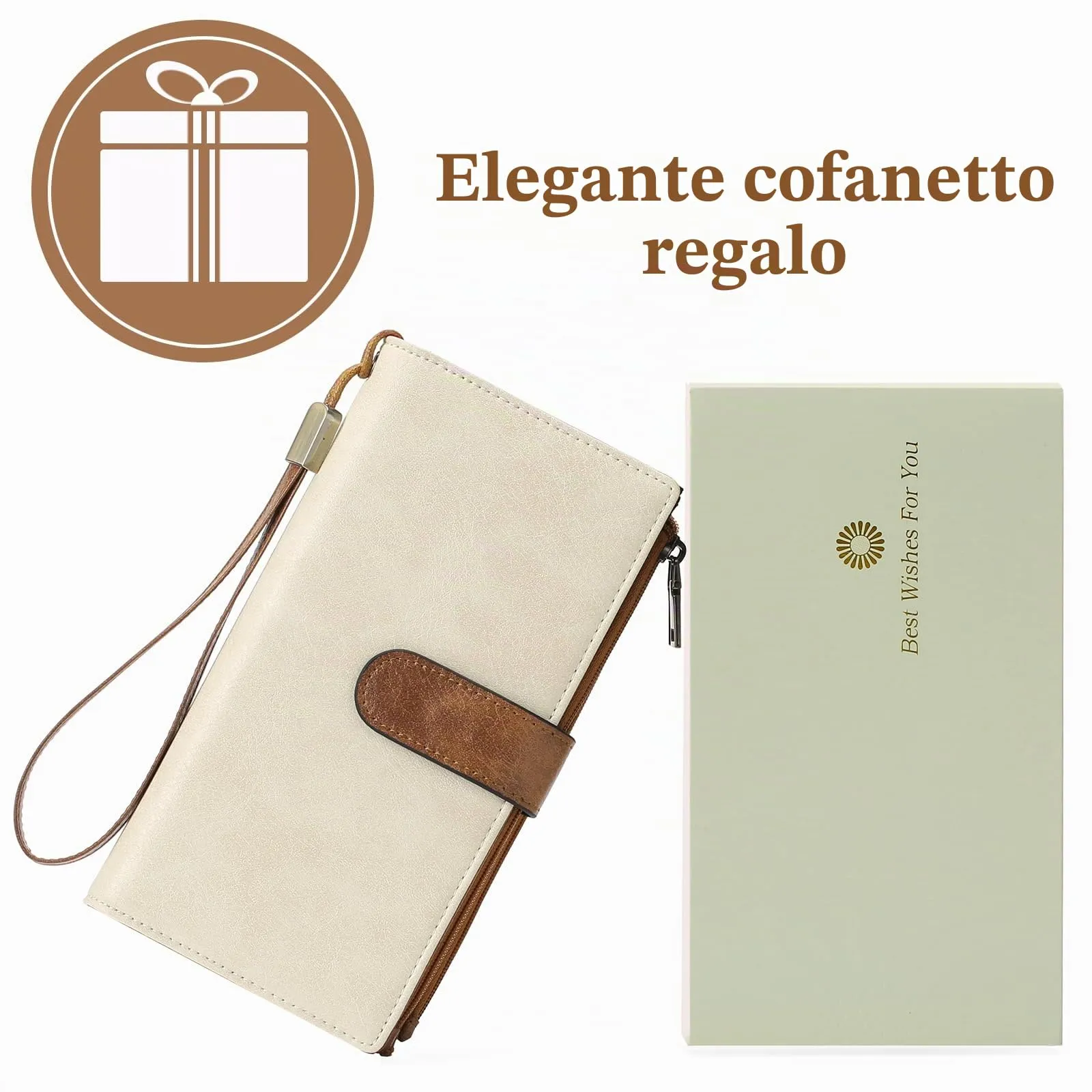 GOIACII Portafoglio Donna Grande Formato Lungo Portafogli Pelle RFID Blocco con Slot per Schede Multiple Portamonete da Polso - immagine 6