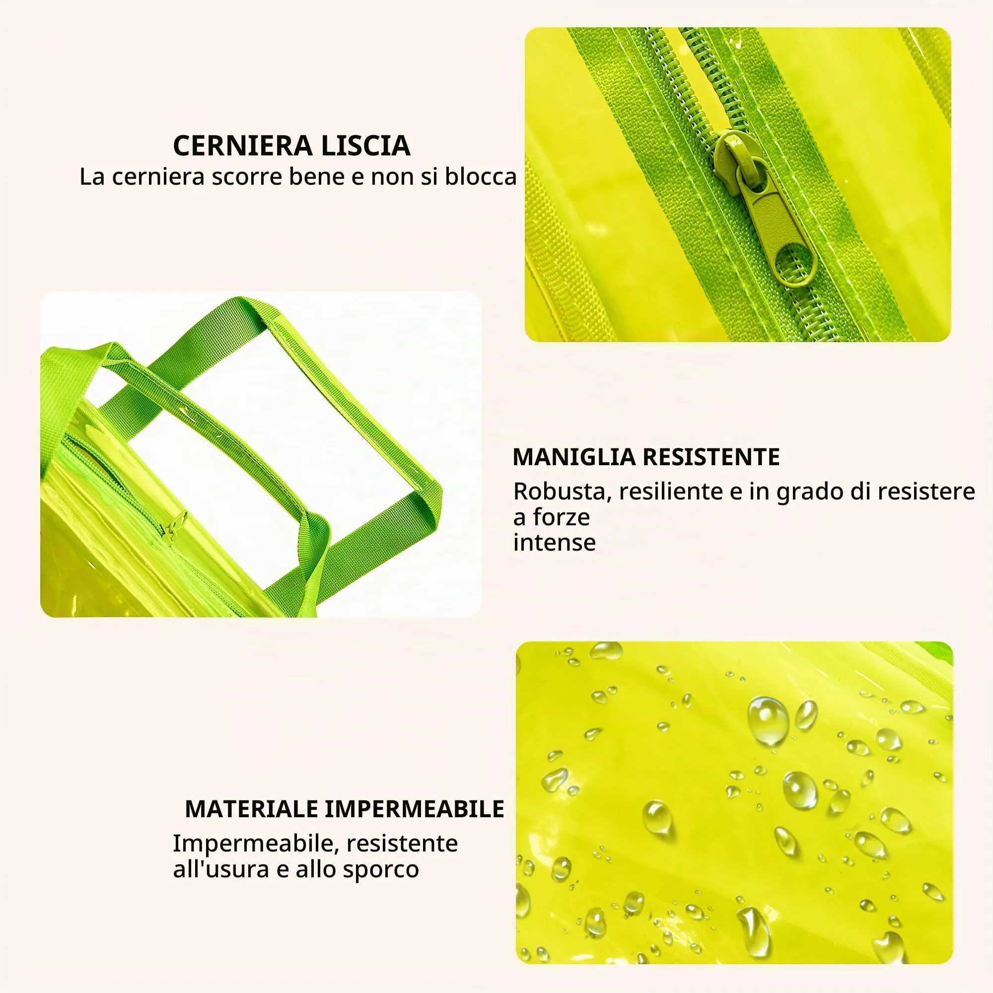 TotePrint Borsa a mano trasparente in vinile impermeabile per trucco, borsa a spalla Tote Bag 11.8'' ×5.12'' ×8.26'', Nero , 30 cm x 13 cm x 21 cm, moderno - immagine 5