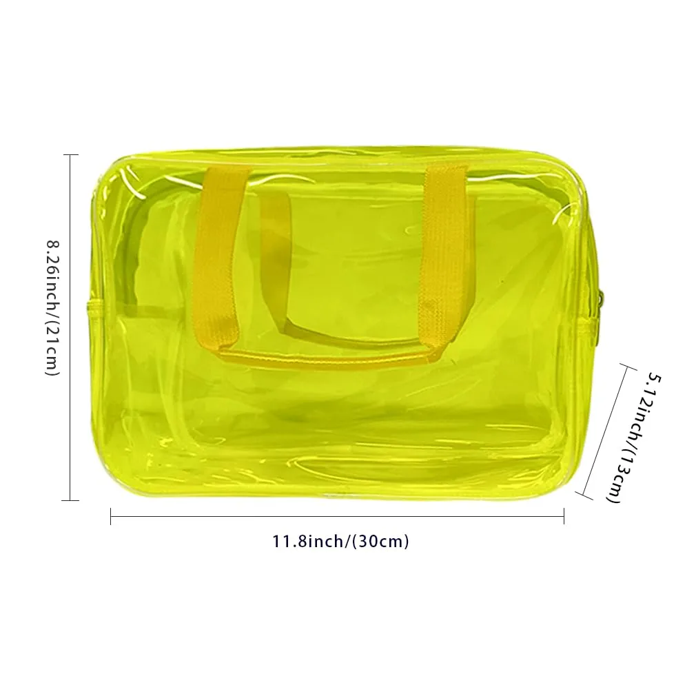 TotePrint Borsa a mano trasparente in vinile impermeabile per trucco, borsa a spalla impermeabile Tote Bag 11.8'' ×5.12'' ×8.26'', giallo., moderno - immagine 2