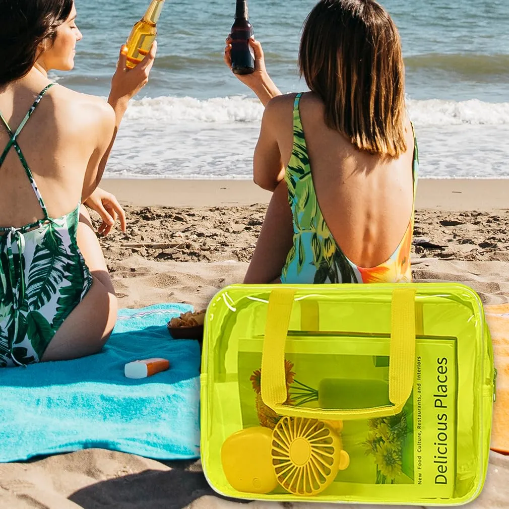 TotePrint Borsa a mano trasparente in vinile impermeabile per trucco, borsa a spalla impermeabile Tote Bag 11.8'' ×5.12'' ×8.26'', giallo., moderno - immagine 4