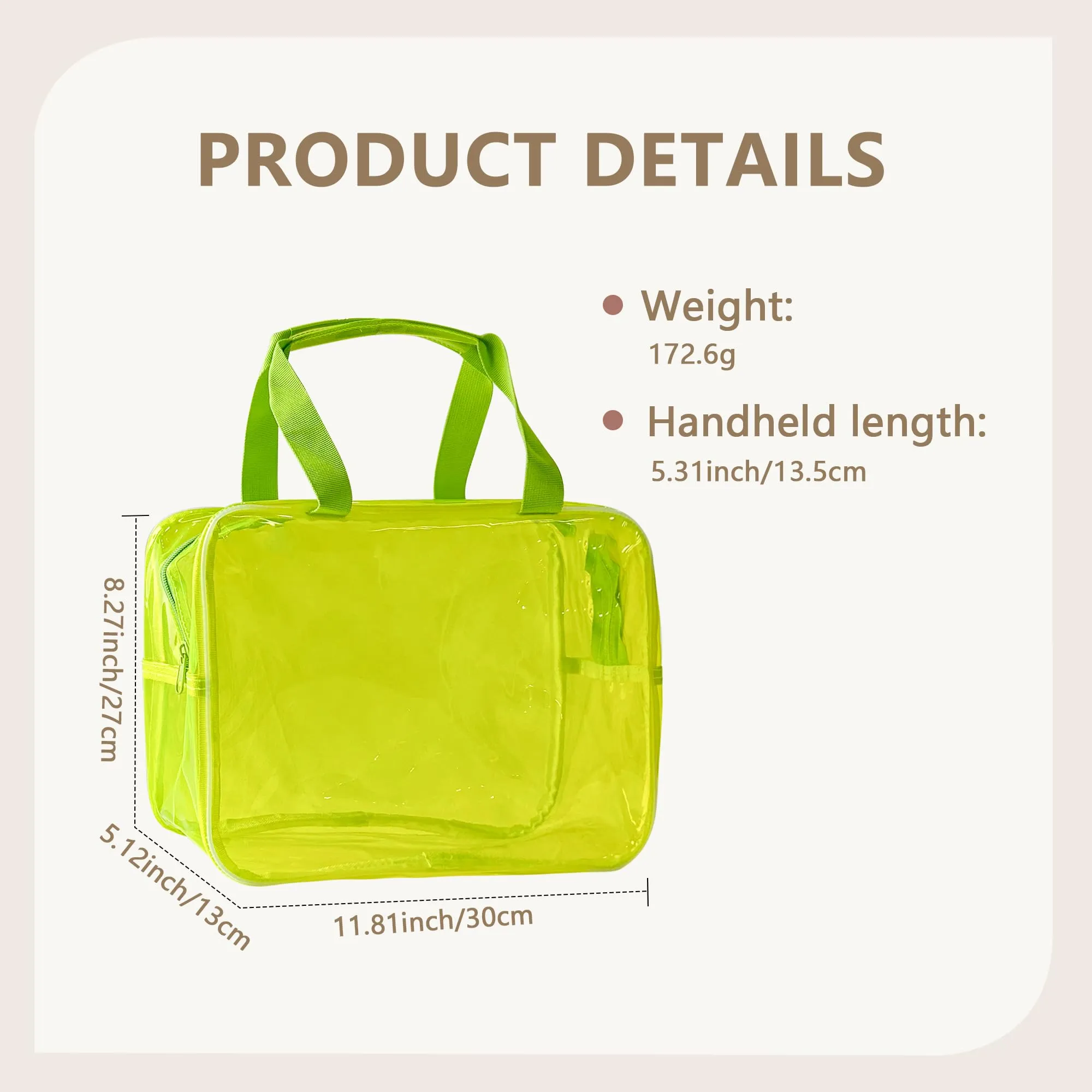 TotePrint Borsa a mano trasparente in vinile impermeabile per trucco, borsa a spalla impermeabile Tote Bag 11.8'' ×5.12'' ×8.26'', giallo., moderno - immagine 6