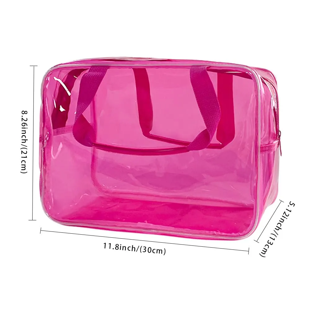 TotePrint Borsa a tracolla trasparente impermeabile in vinile per trucco Tote Bag 11,8'' ×5,12'' ×8,26'', Colore: rosa., moderno - immagine 2