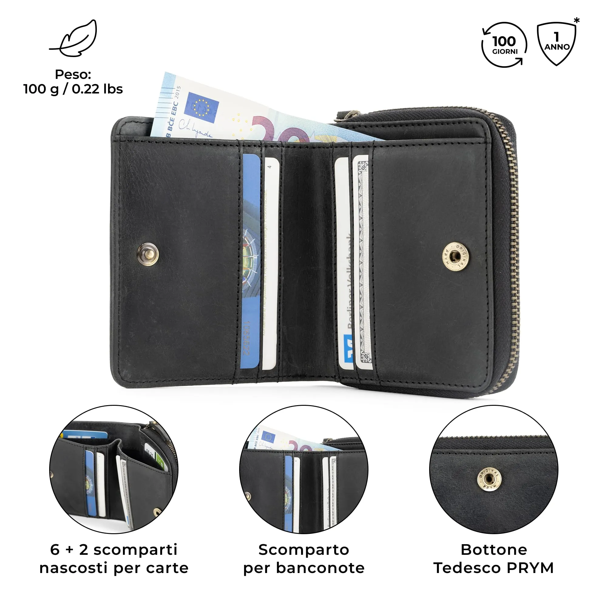 Berliner Bags Portafoglio Sara Donna Piccolo con Portamonete e RFID Pelle - immagine 3