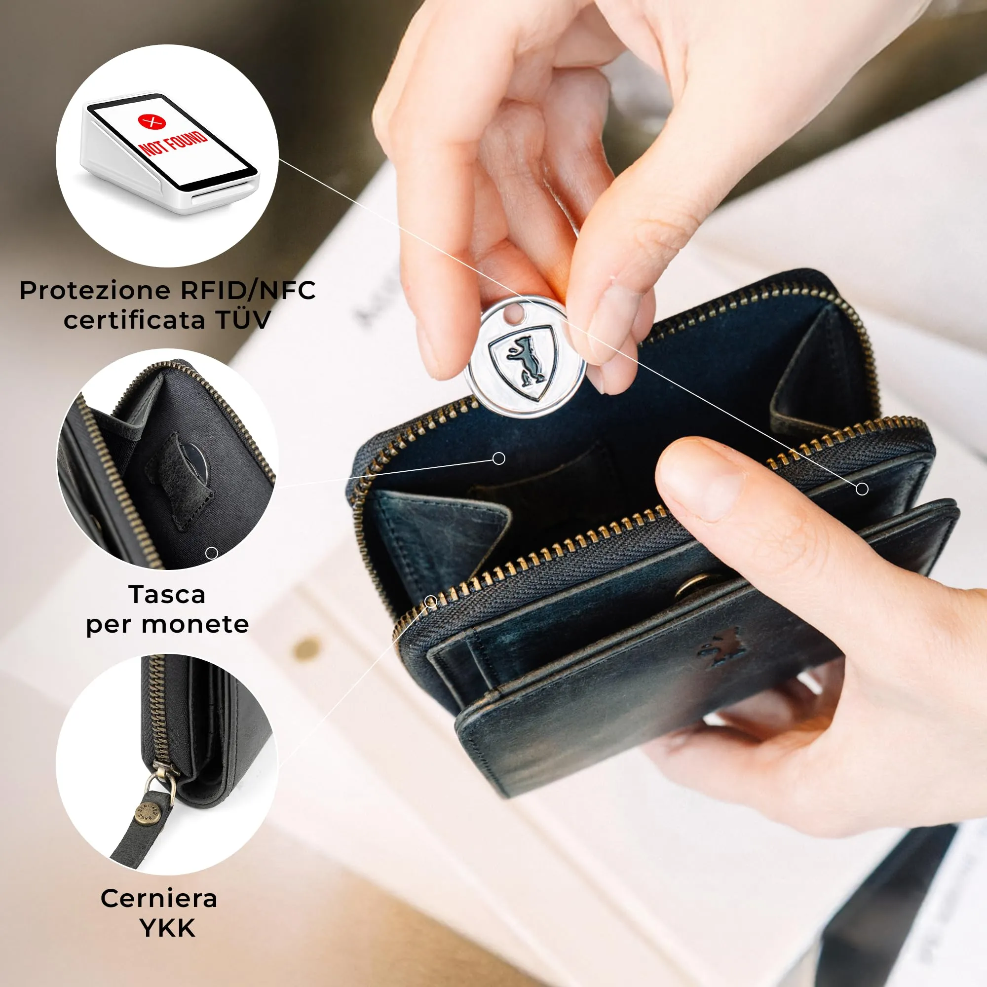 Berliner Bags Portafoglio Sara Donna Piccolo con Portamonete e RFID Pelle - immagine 4