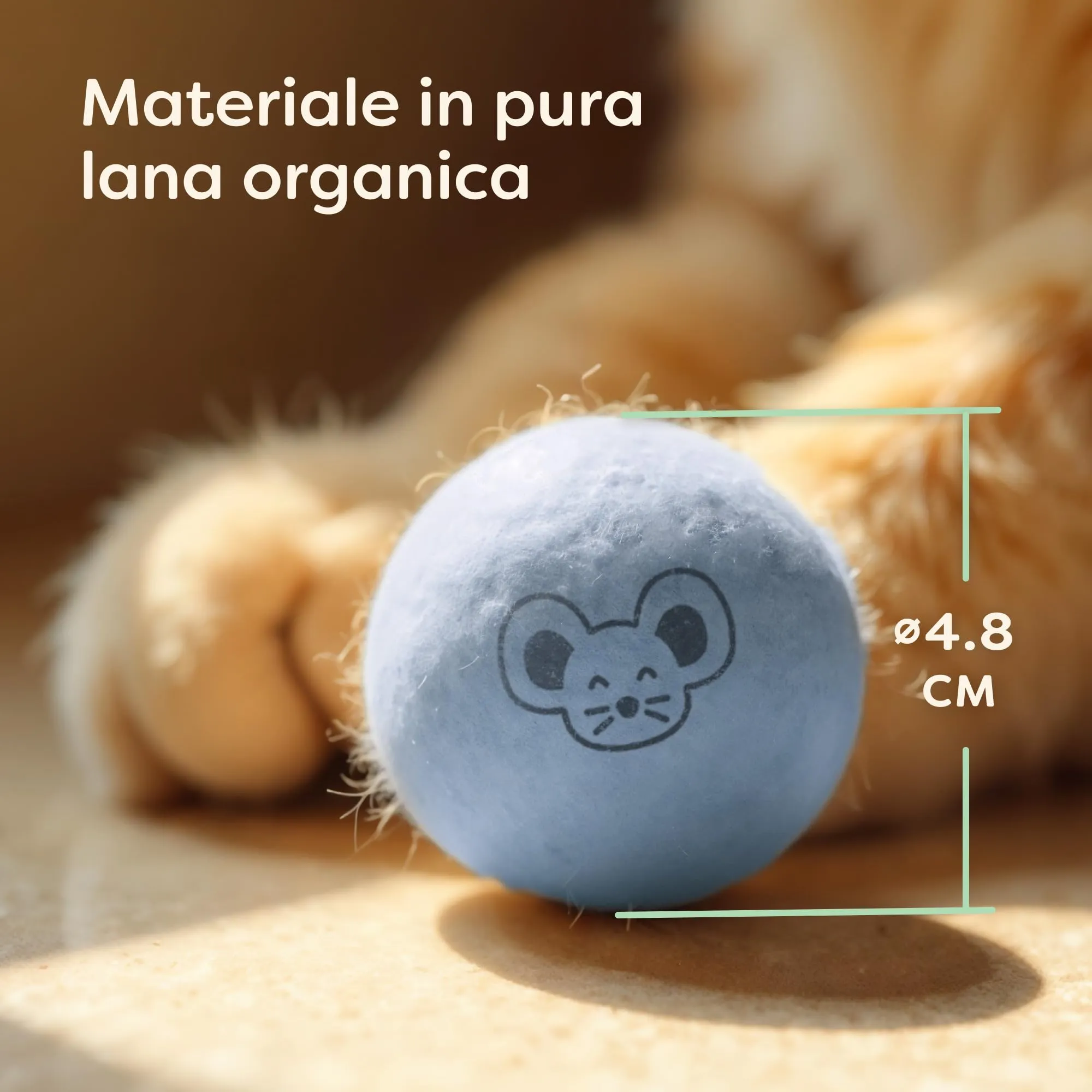 Knupis Giocattoli Palline di Feltro Per Gatti con Campanelli - 4 Palline di Lana - Robusto e resistente ai morsi Con Colori Vivaci - Incl. Sacchetto Di Conservazione - Giocattolo Gatto - immagine 4