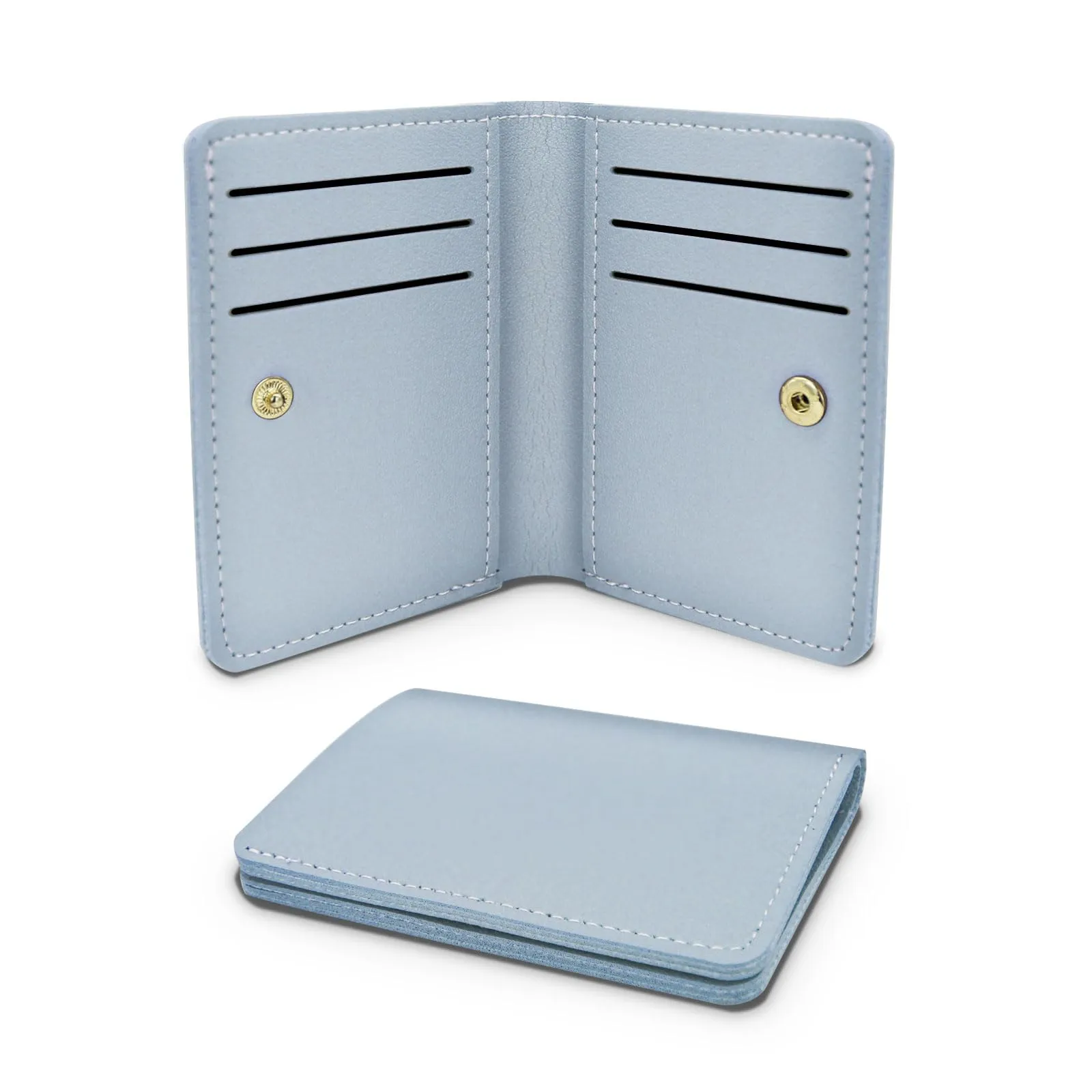 AfitLulu Piccolo Portafoglio Donna Ultra Sottile Portacarte, Porta Carte di Credito in Tinta Unita con Chiusura a Scatto, Portafogli per 8 Slots per Carte e 1 Tasca per Banconote (Blu) - immagine 1