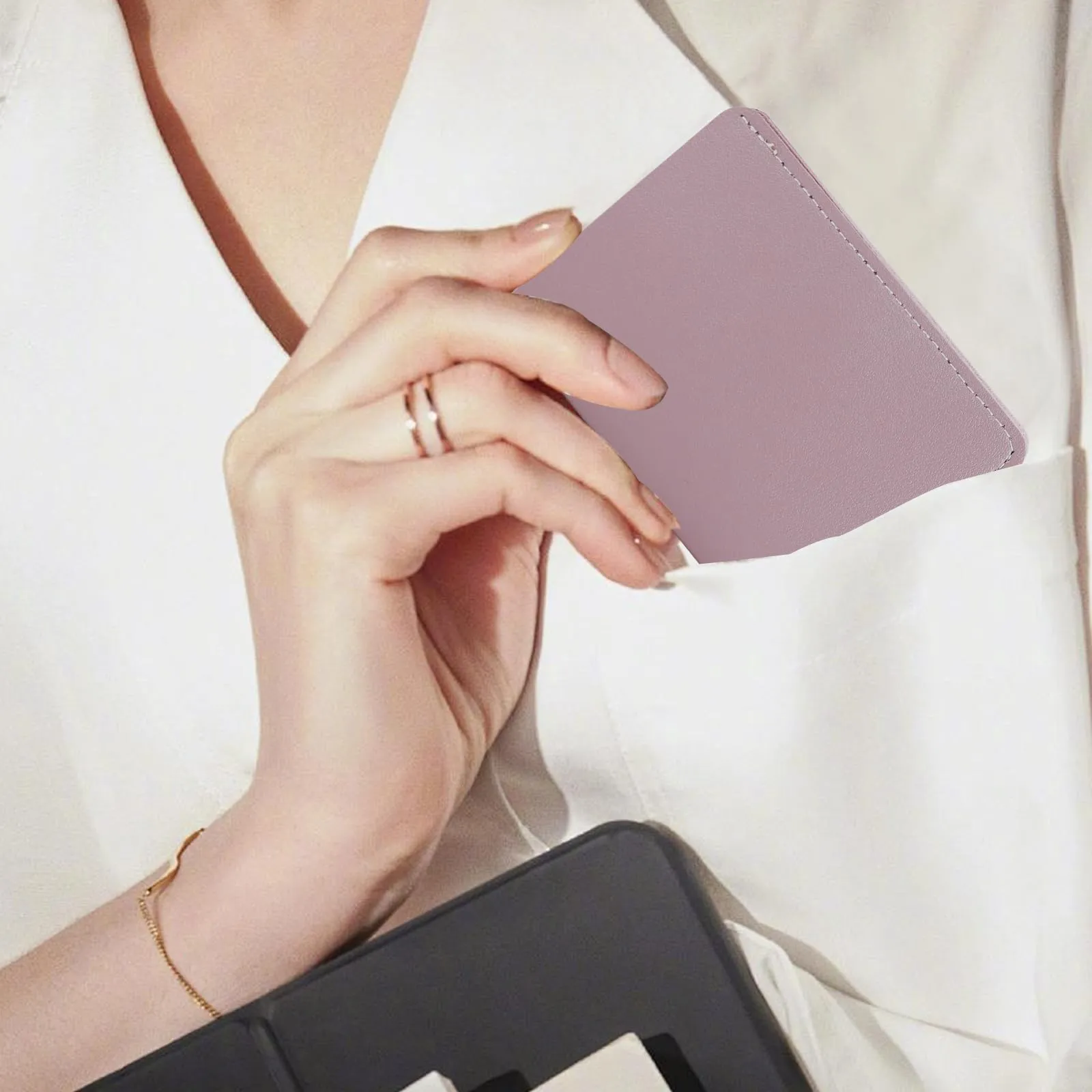 AfitLulu Piccolo Portafoglio Donna Ultra Sottile Portacarte, Porta Carte di Credito in Tinta Unita con Chiusura a Scatto, Portafogli per 8 Slots per Carte e 1 Tasca per Banconote (Blu) - immagine 5