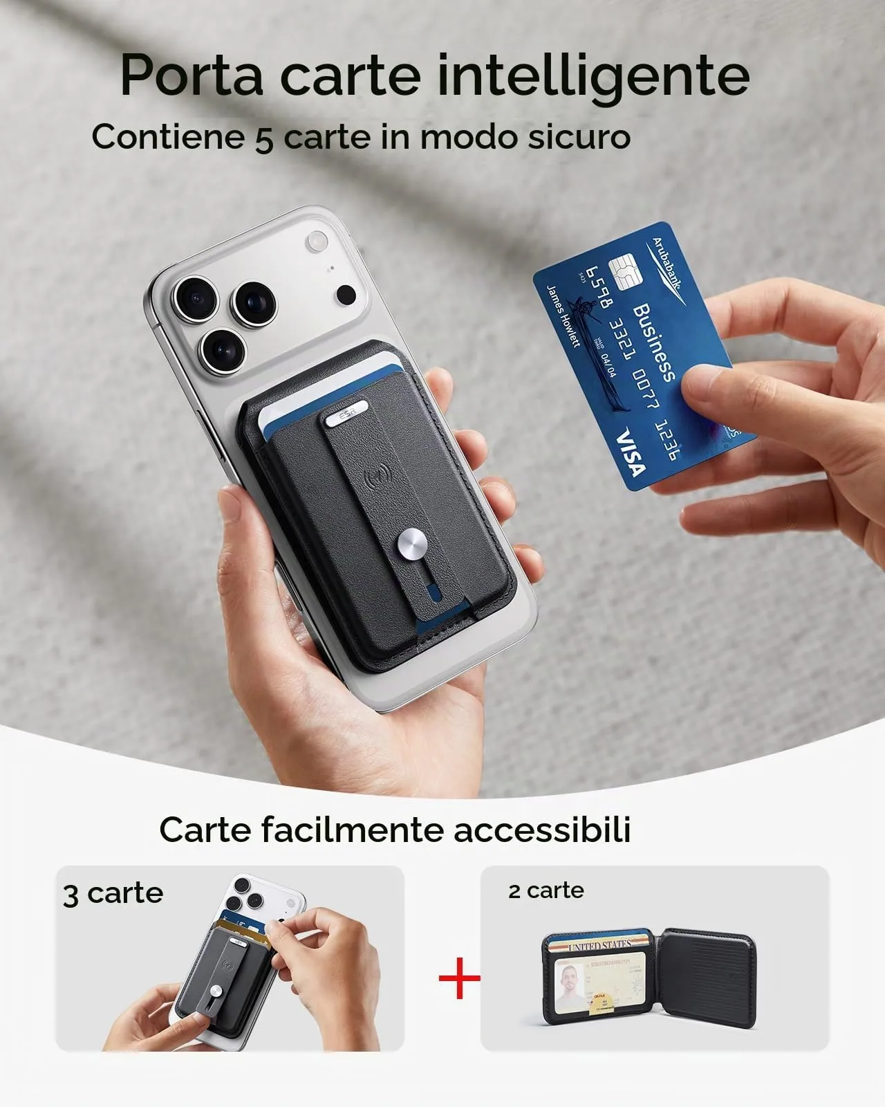 ESR Geo Portafoglio per MagSafe con Funzione Dov'è Find My, Porta 5 Carte - immagine 4