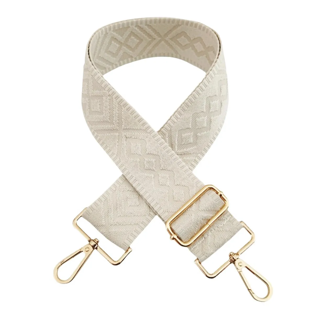Cinghie Tracolla per Borsa Donna Larga, 5cm Tracolle per Borsa Regolabile con Fibbia Oro per Borsetta, Crossbody in Tela Accessori DIY (Beige) 11 - immagine 2