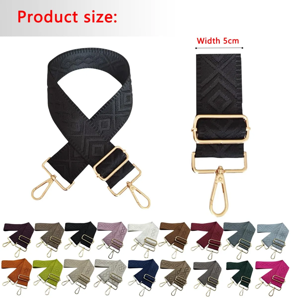Cinghie Tracolla per Borsa Donna Larga, 5cm Tracolle per Borsa Regolabile con Fibbia Oro per Borsetta, Crossbody in Tela Accessori DIY (Arancione) 14 - immagine 4