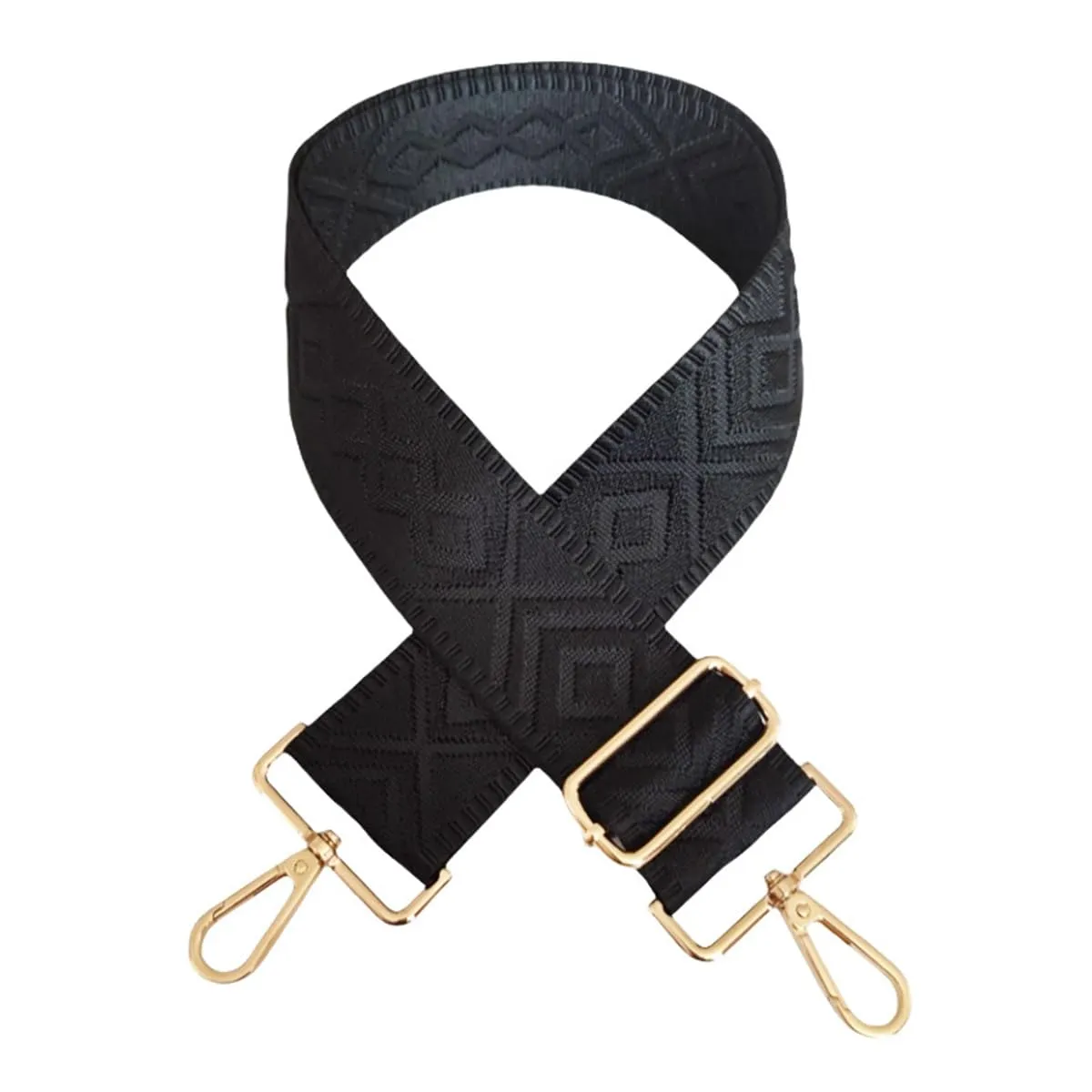 Cinghie Tracolla per Borsa Donna Larga, 5cm Tracolle per Borsa Regolabile con Fibbia Oro per Borsetta, Crossbody in Tela Accessori DIY (Nero) 1 - immagine 2