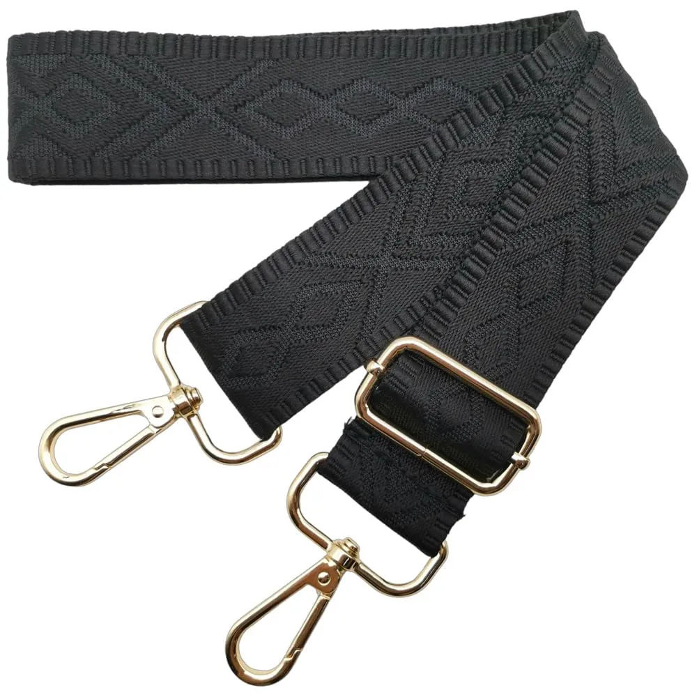 Cinghie Tracolla per Borsa Donna Larga, 3.8cm Tracolle per Borsa Regolabile con Fibbia Oro per Borsetta, Crossbody in Tela Accessori DIY (Nero) 1 - immagine 1