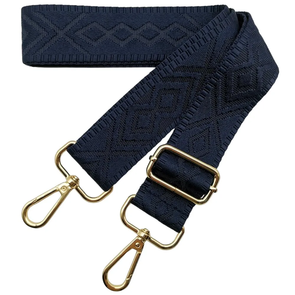 Cinghie Tracolla per Borsa Donna Larga, 3.8cm Tracolle per Borsa Regolabile con Fibbia Oro per Borsetta, Crossbody in Tela Accessori DIY (Blu Scuro) 9 - immagine 1