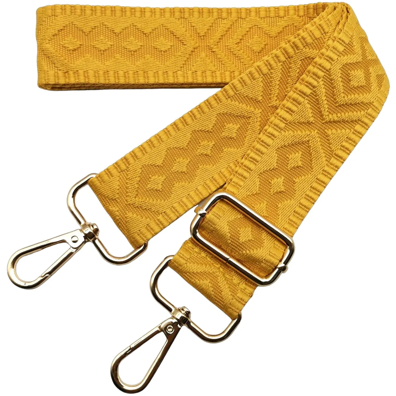 Cinghie Tracolla per Borsa Donna Larga, 3.8cm Tracolle per Borsa Regolabile con Fibbia Oro per Borsetta, Crossbody in Tela Accessori DIY (Giallo)24 - immagine 1