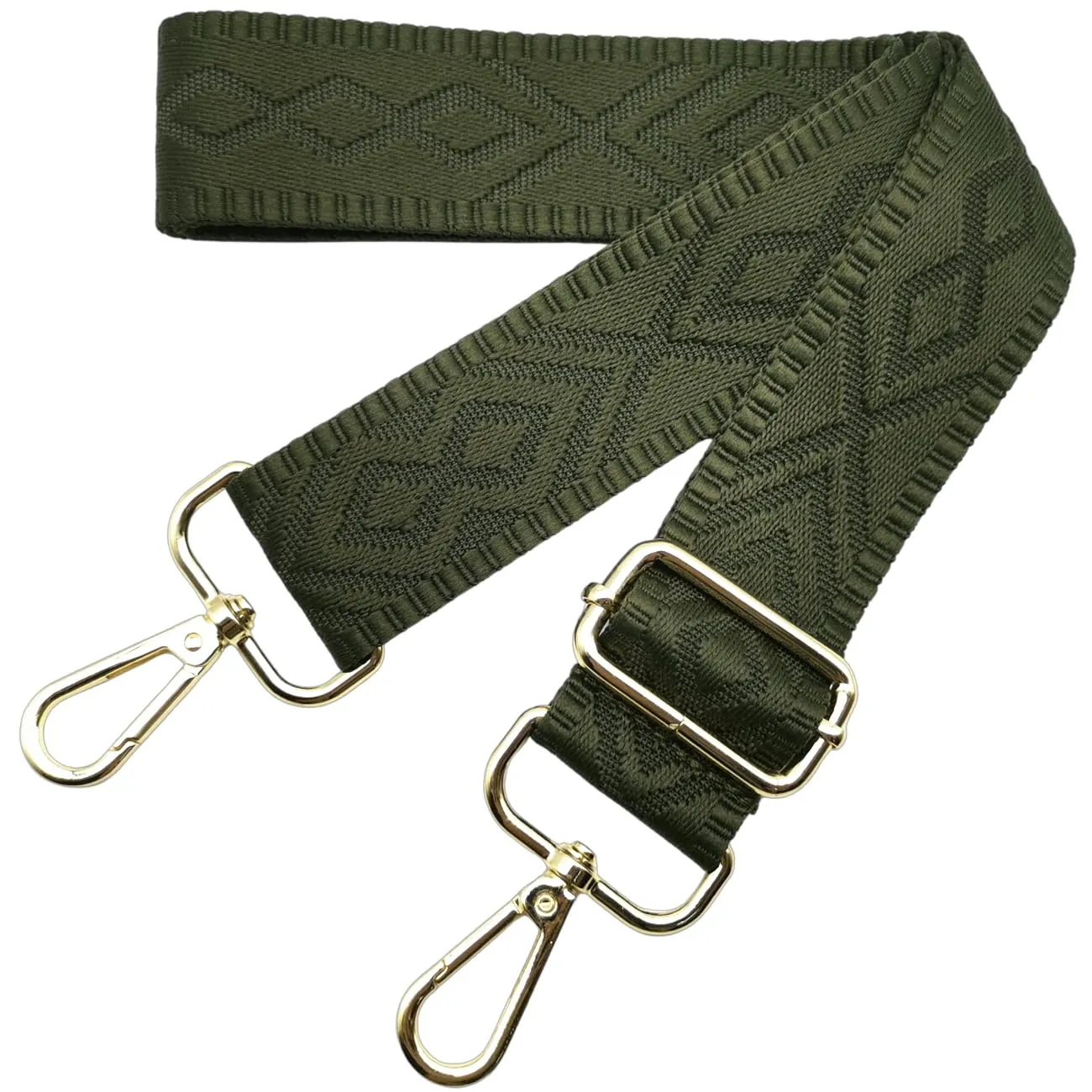 Cinghie Tracolla per Borsa Donna Larga, 3.8cm Tracolle per Borsa Regolabile con Fibbia Oro per Borsetta, Crossbody in Tela Accessori DIY (Verde Militare)21 - immagine 1