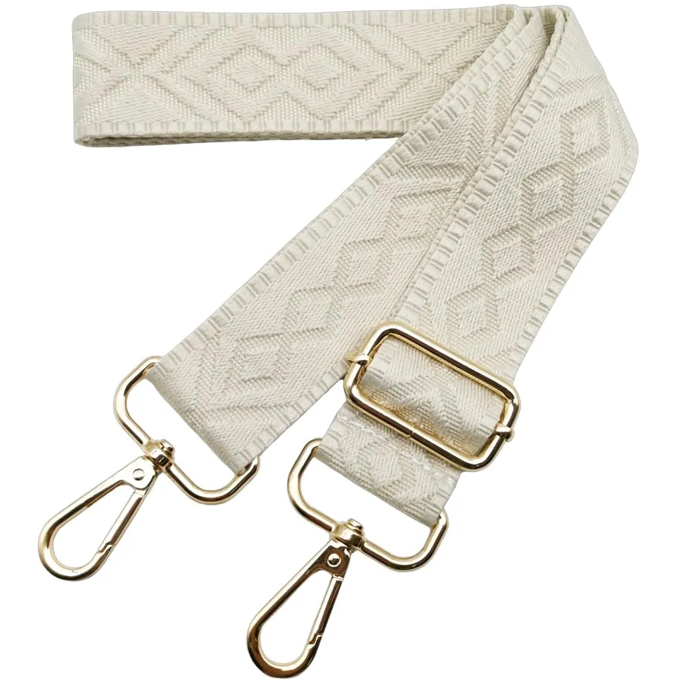 Cinghie Tracolla per Borsa Donna Larga, 3.8cm Tracolle per Borsa Regolabile con Fibbia Oro per Borsetta, Crossbody in Tela Accessori DIY (Beige) 10 - immagine 1