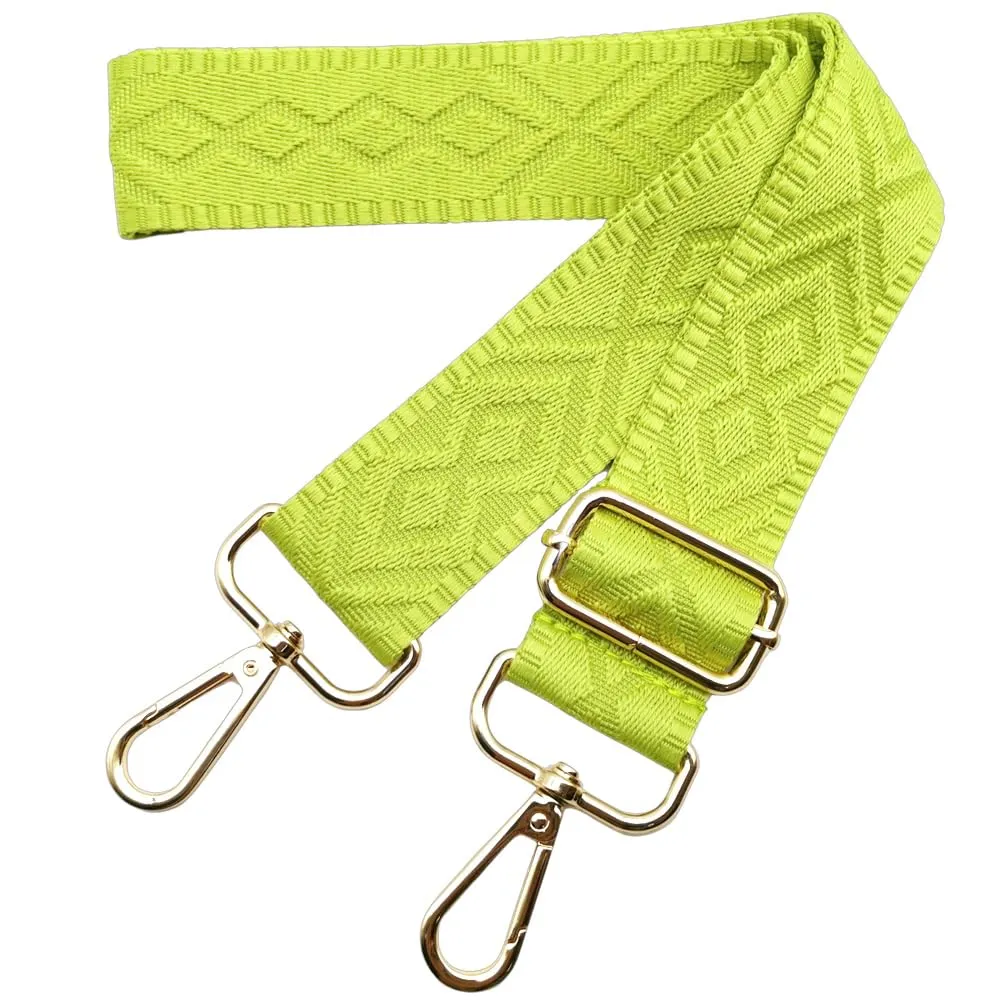 Cinghie Tracolla per Borsa Donna Larga, 3.8cm Tracolle per Borsa Regolabile con Fibbia Oro per Borsetta, Crossbody in Tela Accessori DIY (Giallo Verde) 12 - immagine 1
