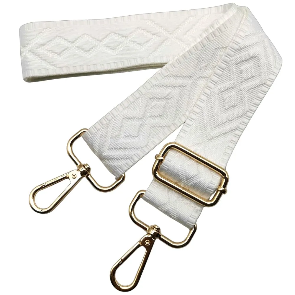 Cinghie Tracolla per Borsa Donna Larga, 3.8cm Tracolle per Borsa Regolabile con Fibbia Oro per Borsetta, Crossbody in Tela Accessori DIY (Bianco) 3 - immagine 1