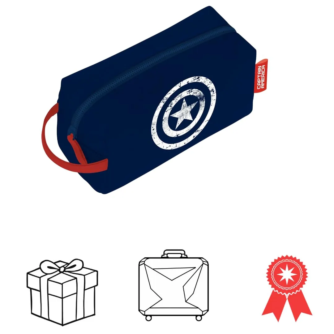 ARDITEX, Capitan America Beauty Case Impermeabile, Borsa da Toilette per Uomo e Bambino, Astuccio 100% PU, Ideale per organizzare Prodotti per l’Igiene o i tuoi piccoli Oggetti, 3 x 22 x 8 cm - immagine 2