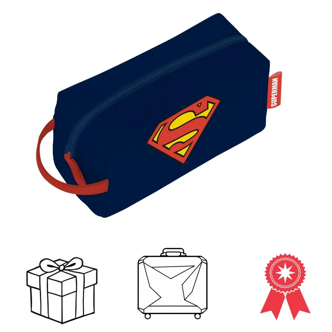 ARDITEX, Superman Beauty Case Impermeabile, Borsa da Toilette per Uomo e Bambino, Astuccio 100% PU, Ideale per organizzare Prodotti per l’Igiene o i tuoi piccoli Oggetti, 3 x 22 x 8 cm - immagine 2