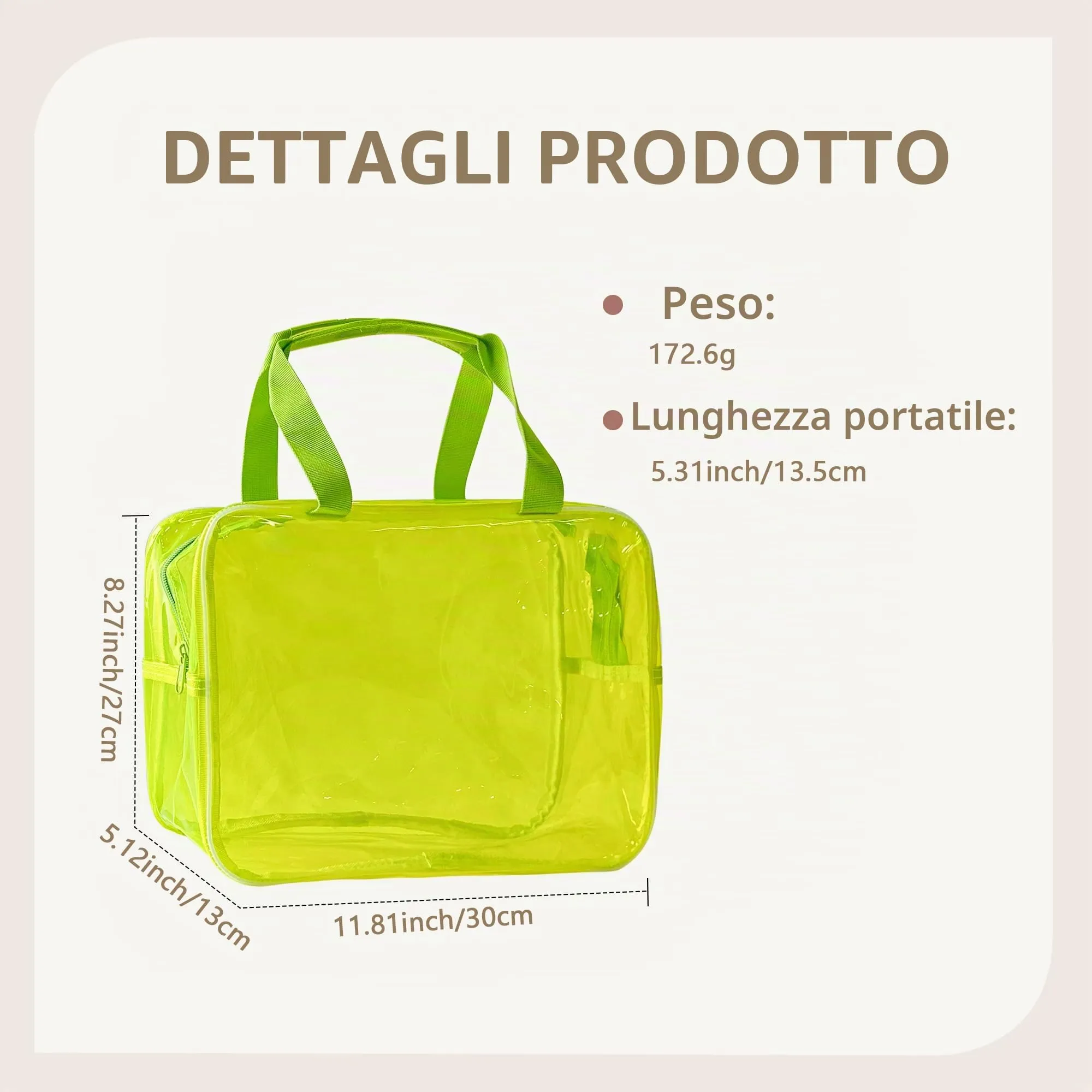 TotePrint Borsa a mano in vinile trasparente impermeabile Make-up Impermeabile a spalla Tote Bag 30 cm × 13 cm × 21 cm, Rosa Chiaro, Moderna - immagine 2