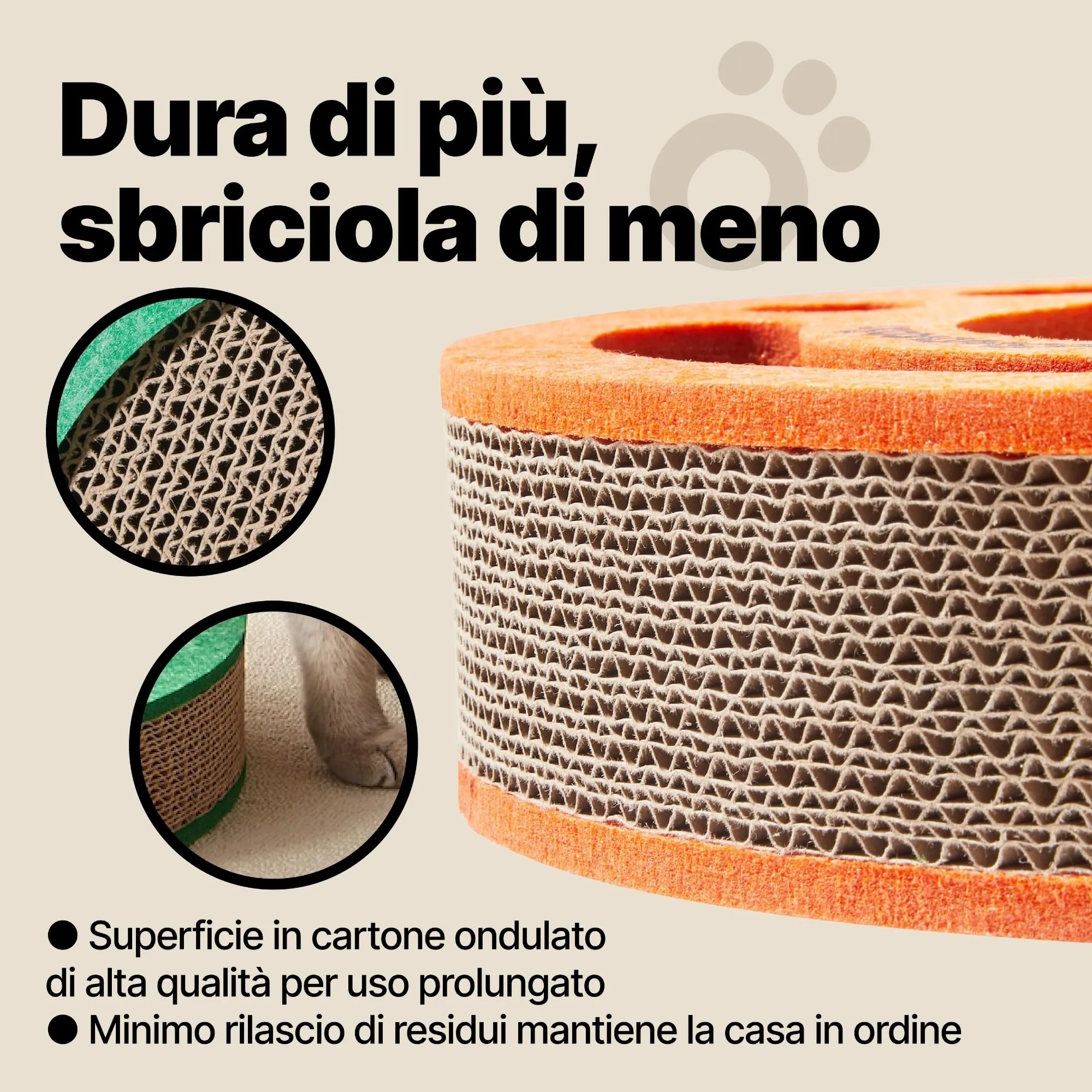 Tiragraffi per gatti con pista a sfere con campanellino – Gioco interattivo per gatti, tappetino tiragraffi in cartone ondulato con erba gatta, tavola tiragraffi, accessori per gatto (Verde) - immagine 5