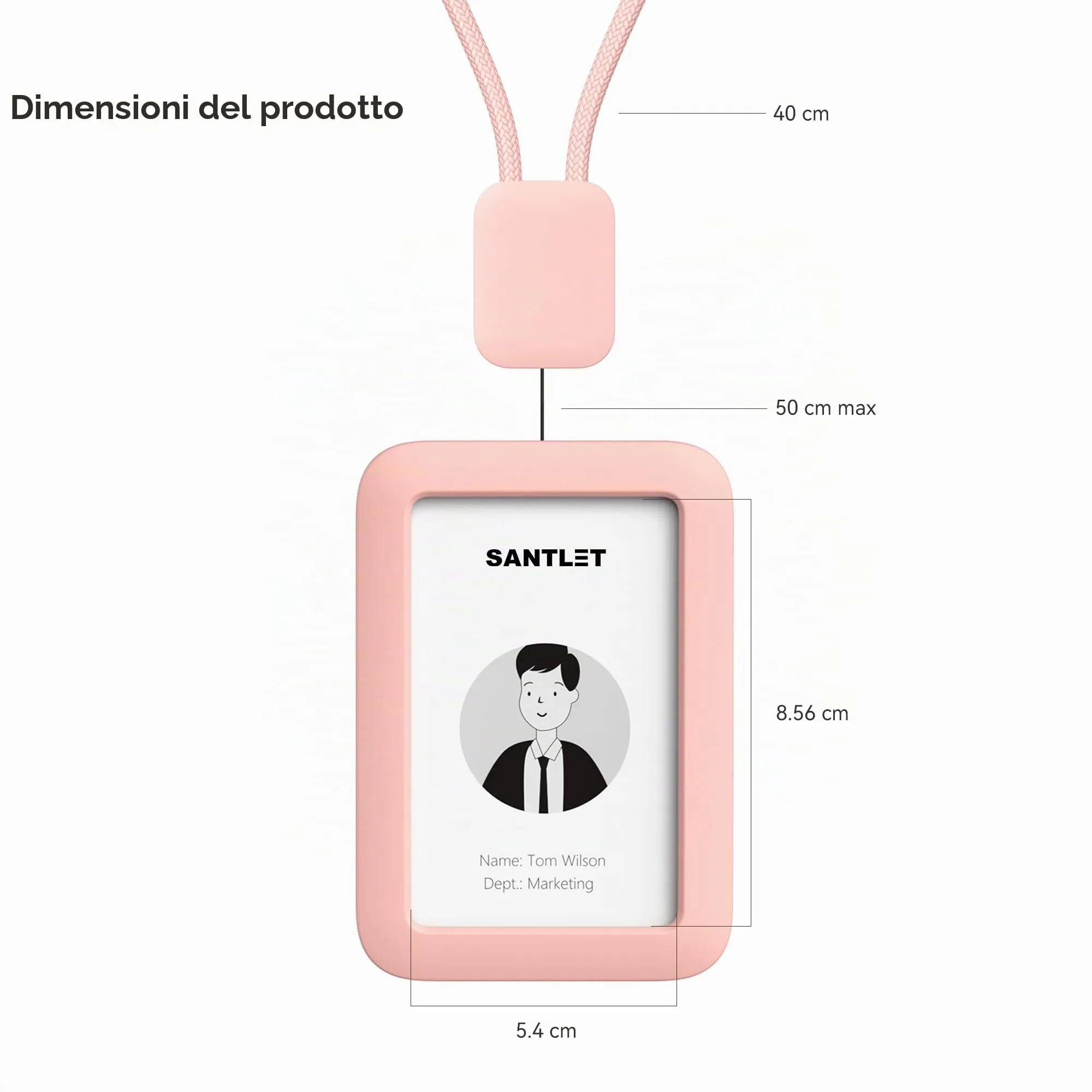 SANTLET Cordino per Portabadge, Silicone Morbido, Cavo Retrattile - immagine 3
