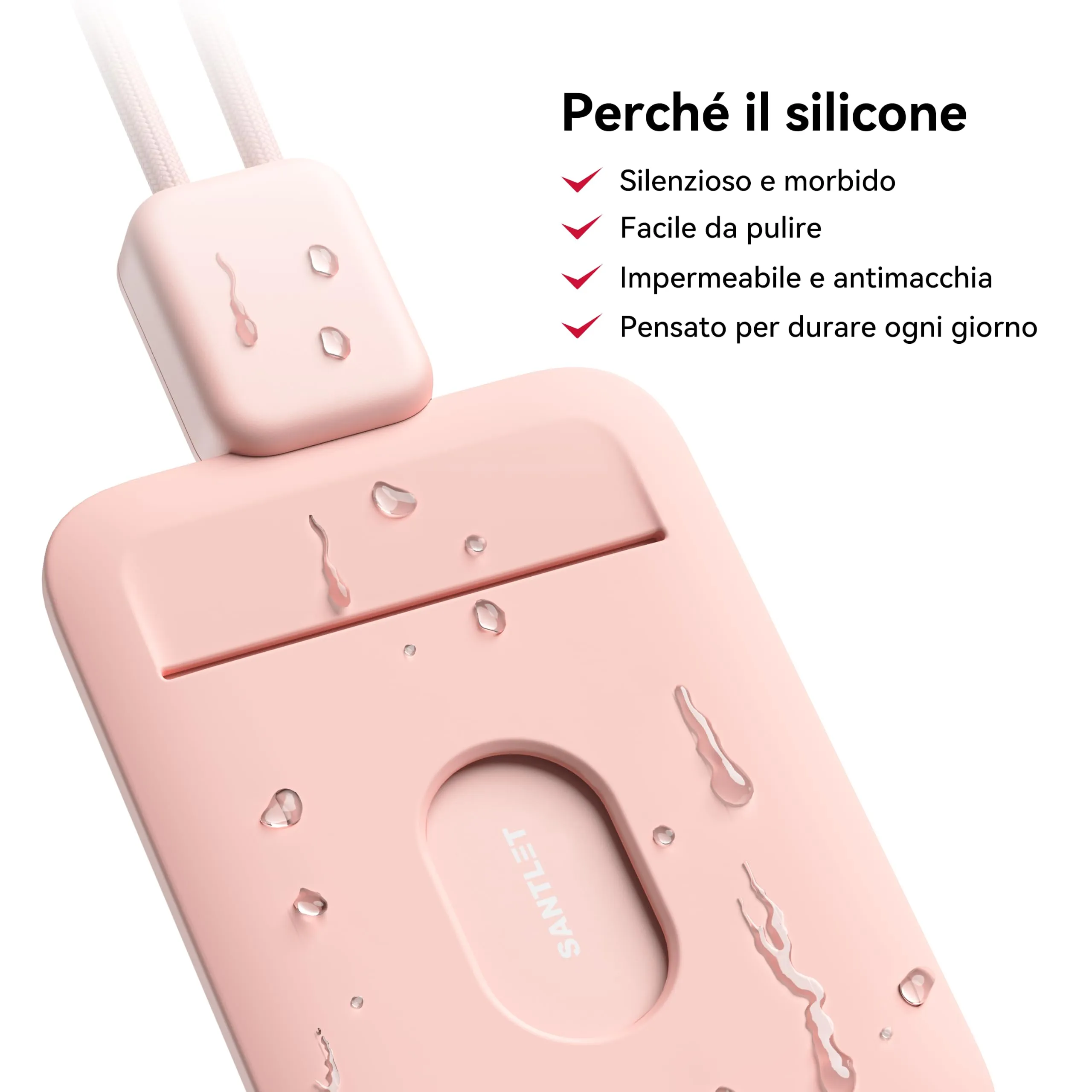 SANTLET Cordino per Portabadge, Silicone Morbido, Cavo Retrattile - immagine 4