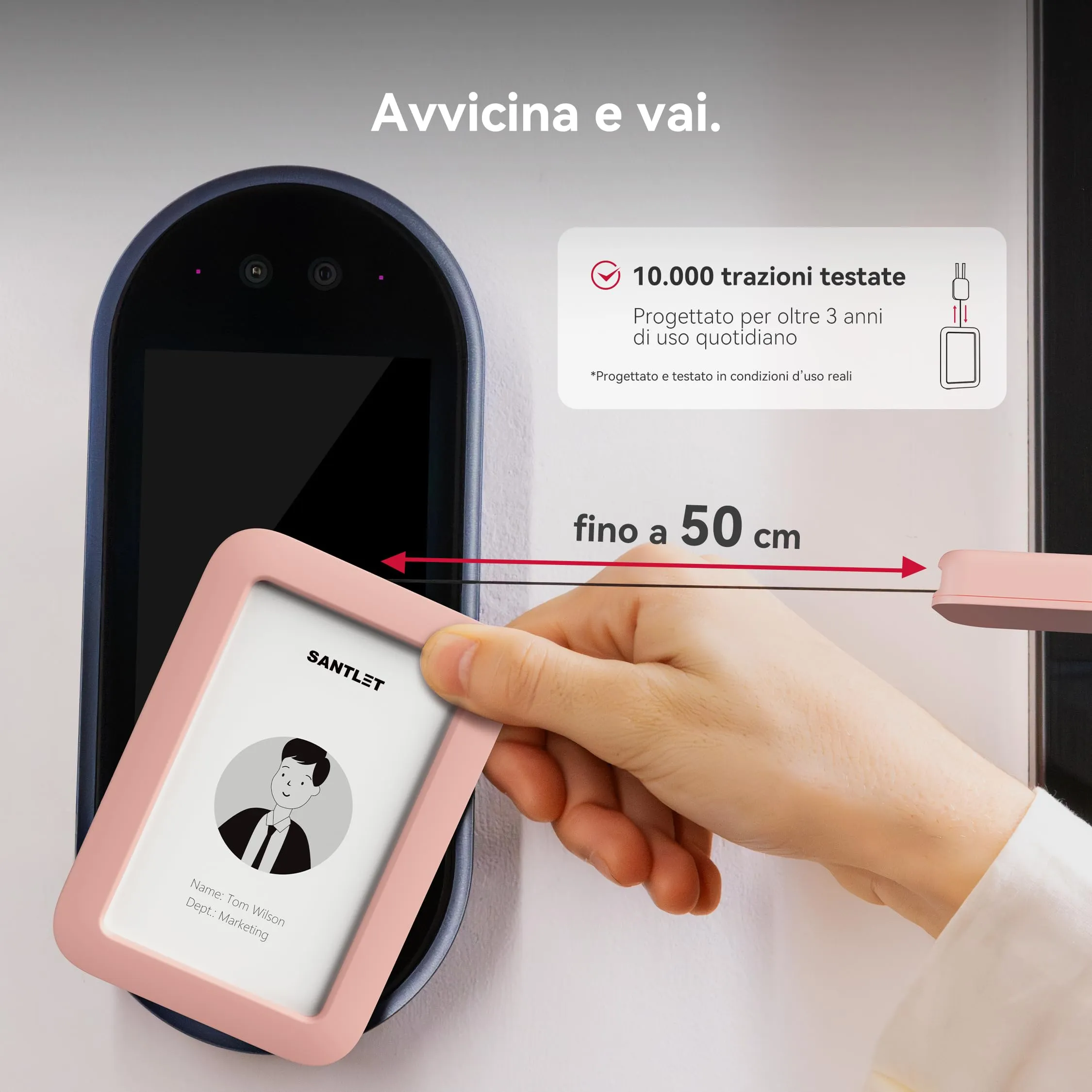SANTLET Cordino per Portabadge, Silicone Morbido, Cavo Retrattile - immagine 8