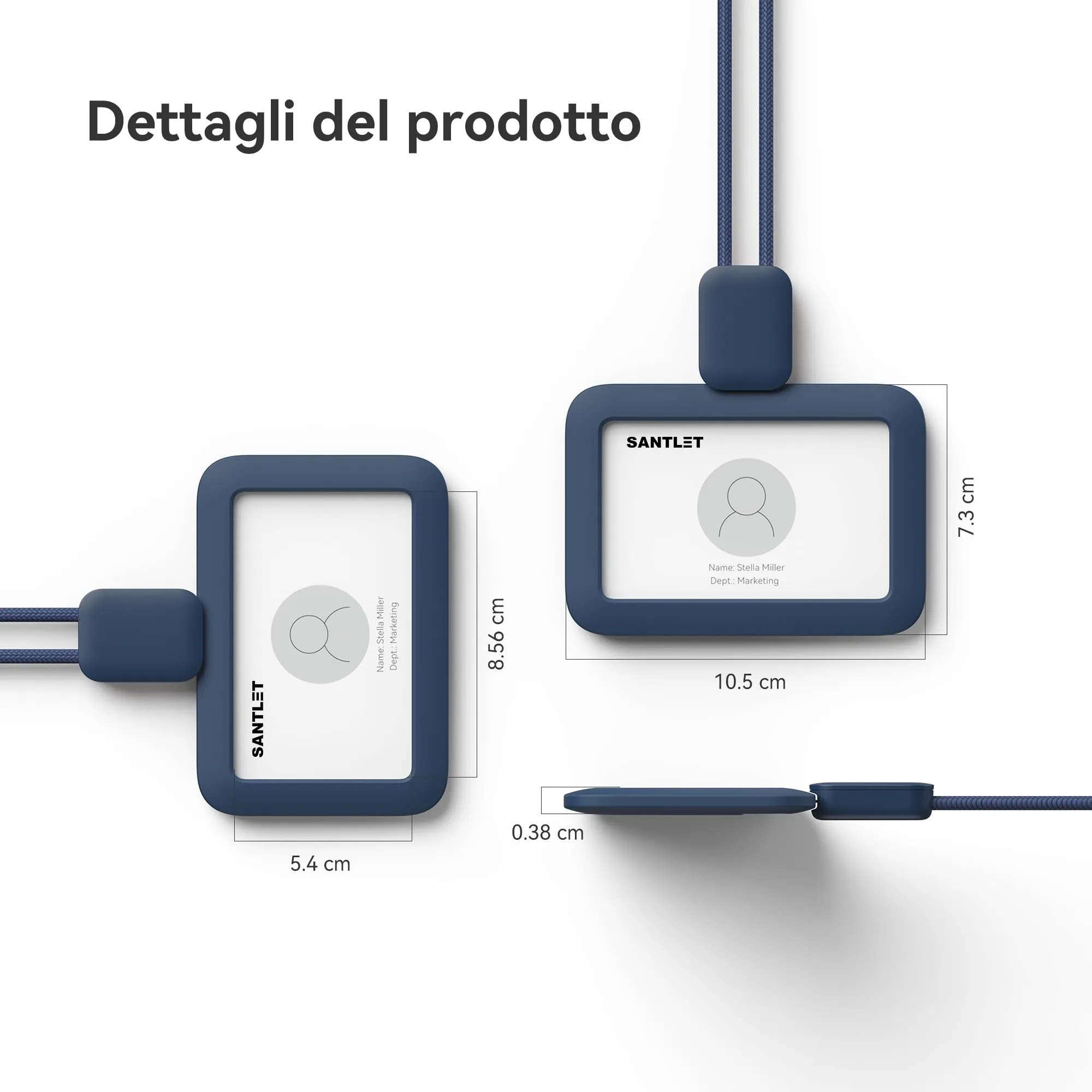 SANTLET Cordino per Portabadge, Silicone Morbido, Cavo Retrattile - immagine 2