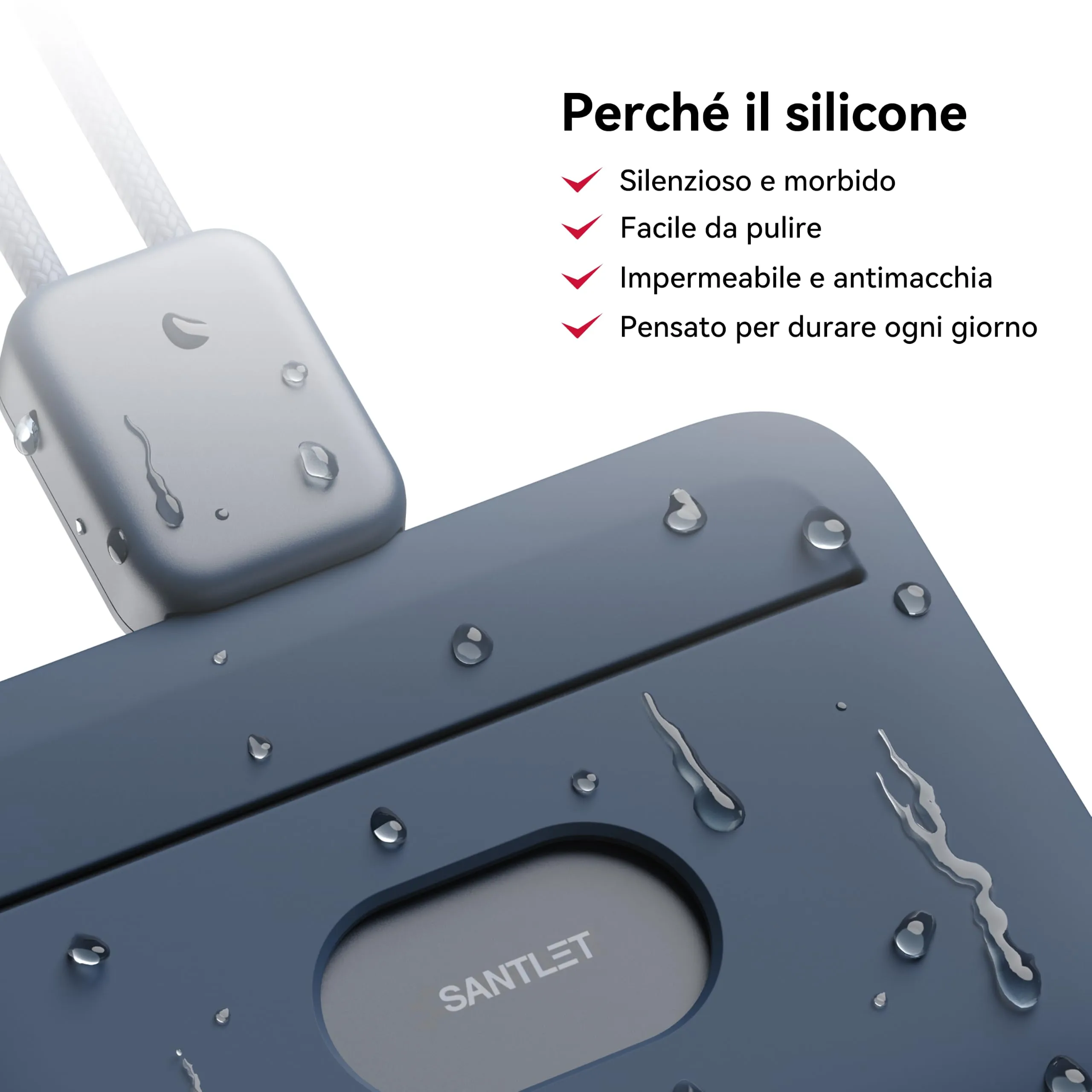 SANTLET Cordino per Portabadge, Silicone Morbido, Cavo Retrattile - immagine 4