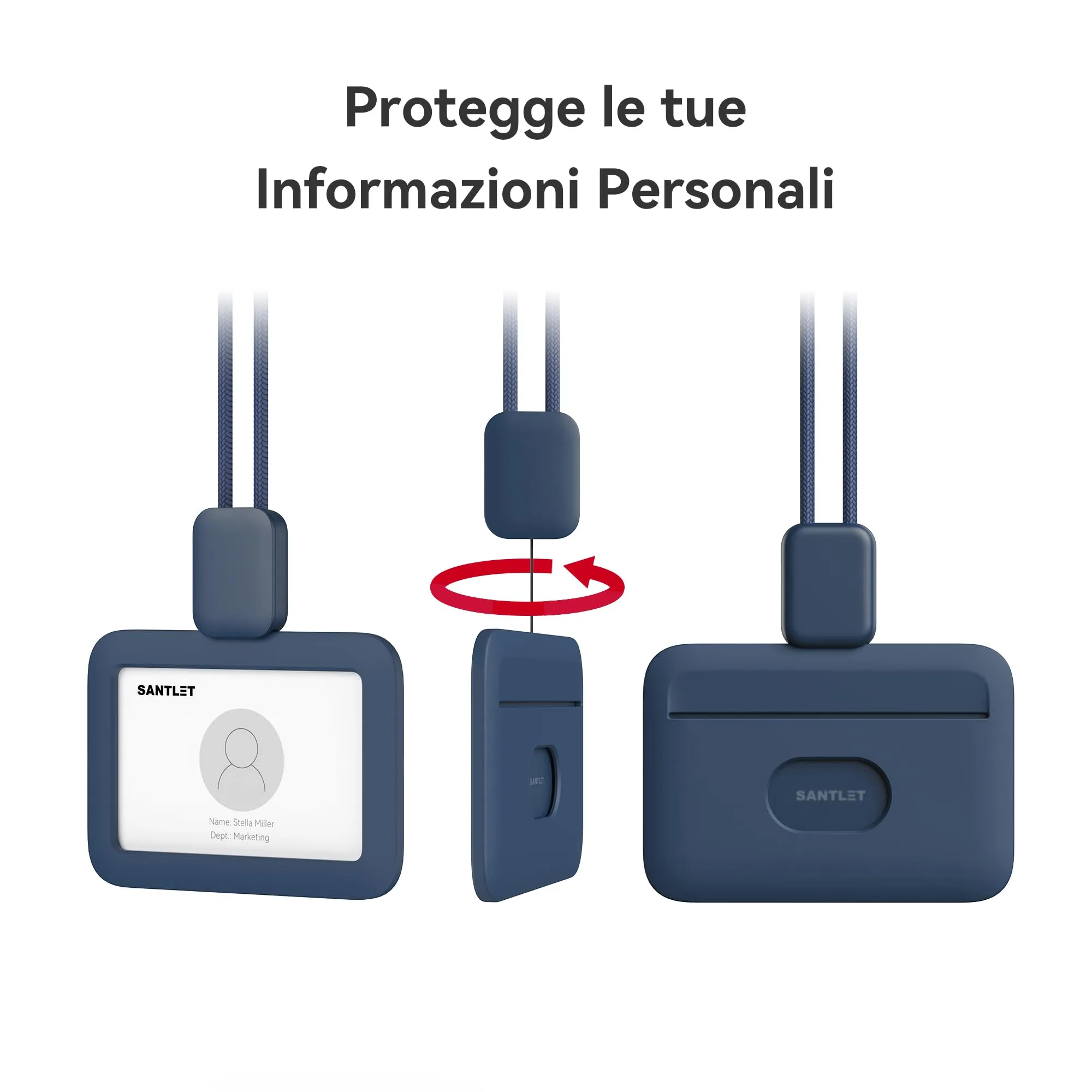 SANTLET Cordino per Portabadge, Silicone Morbido, Cavo Retrattile - immagine 6