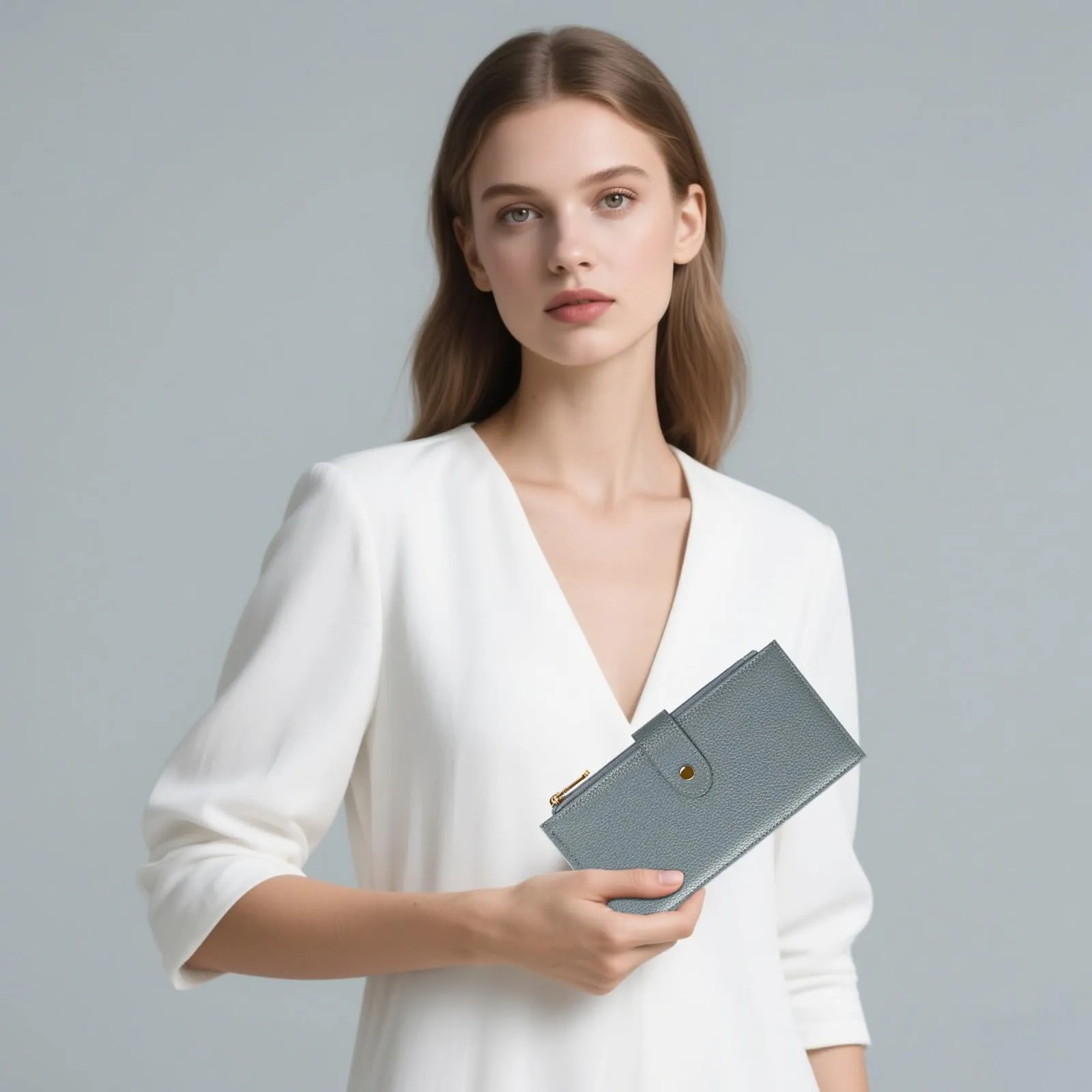 GOIACII Portafogli da donna con blocco RFID, grande, da viaggio, con porta carte di credito, B05 Blu - immagine 7