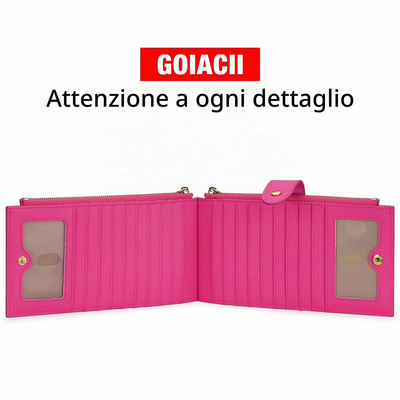 GOIACII Portafogli da donna con blocco RFID, grande, da viaggio, con porta carte di credito, A01 rosso - immagine 6