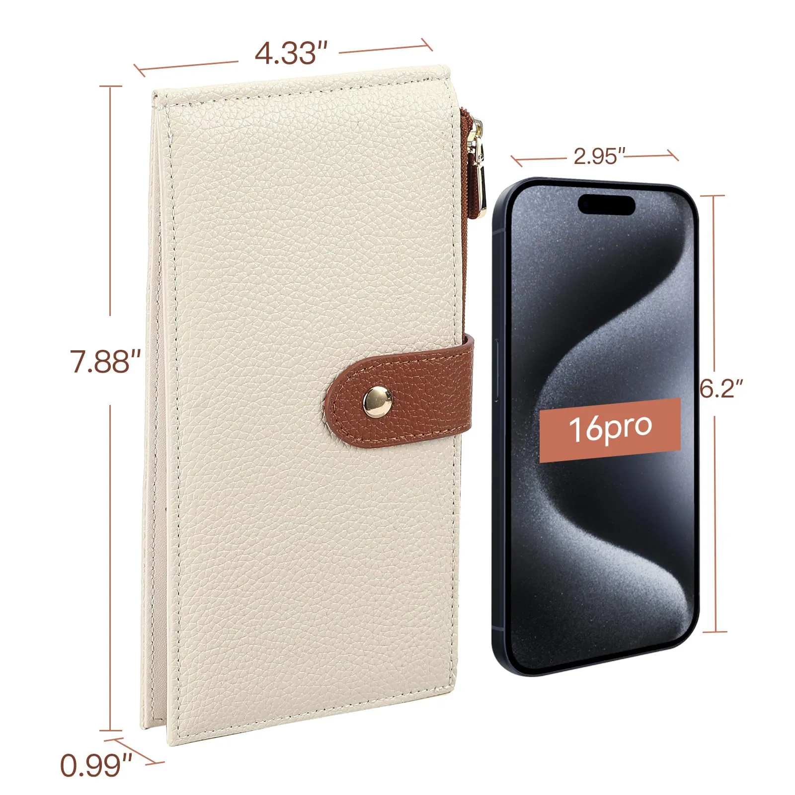 GOIACII Portafogli da donna con blocco RFID, grande, da viaggio, con porta carte di credito, B01 Beige - immagine 6