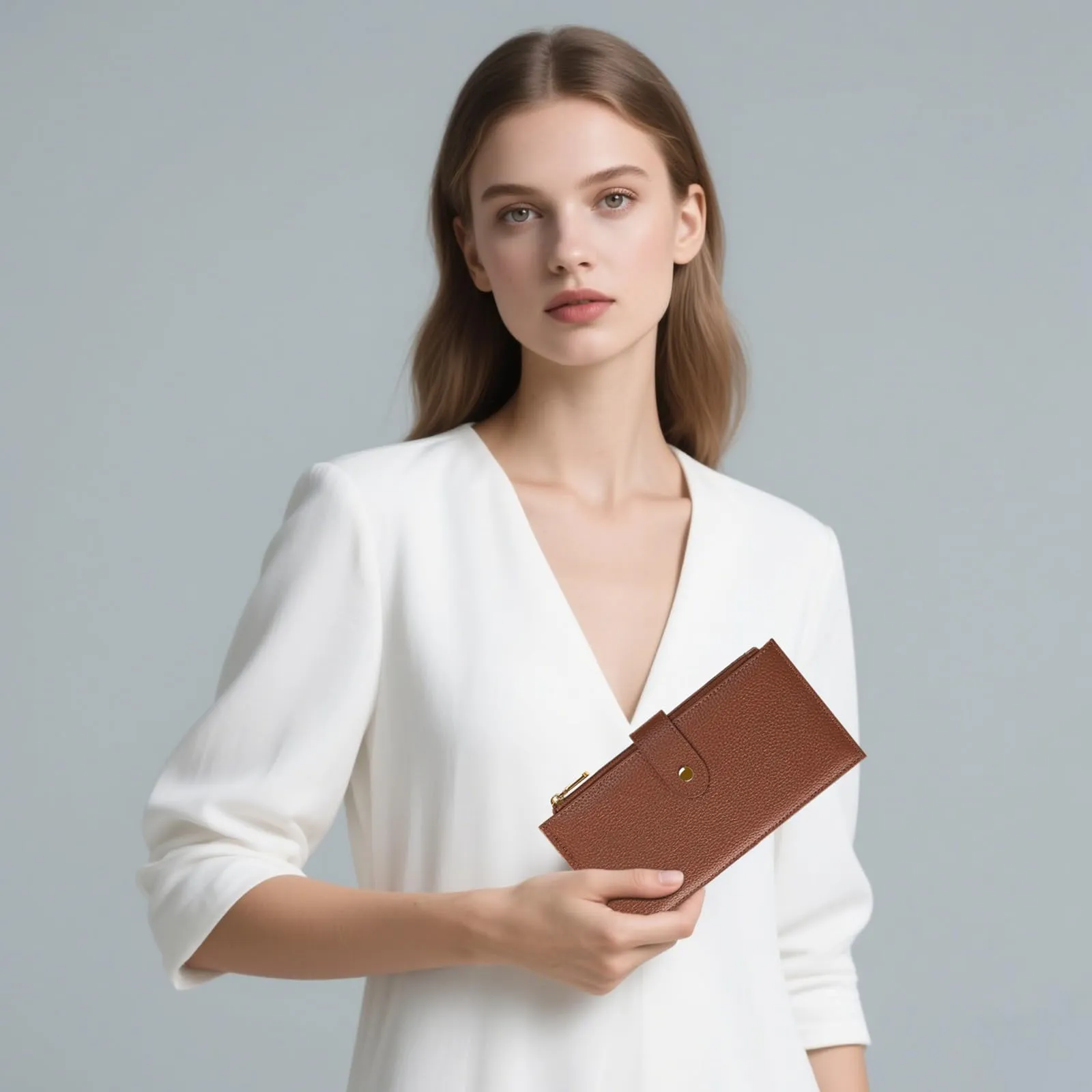GOIACII Portafogli da donna con blocco RFID, grande, da viaggio, con porta carte di credito, B03 Marrone - immagine 7