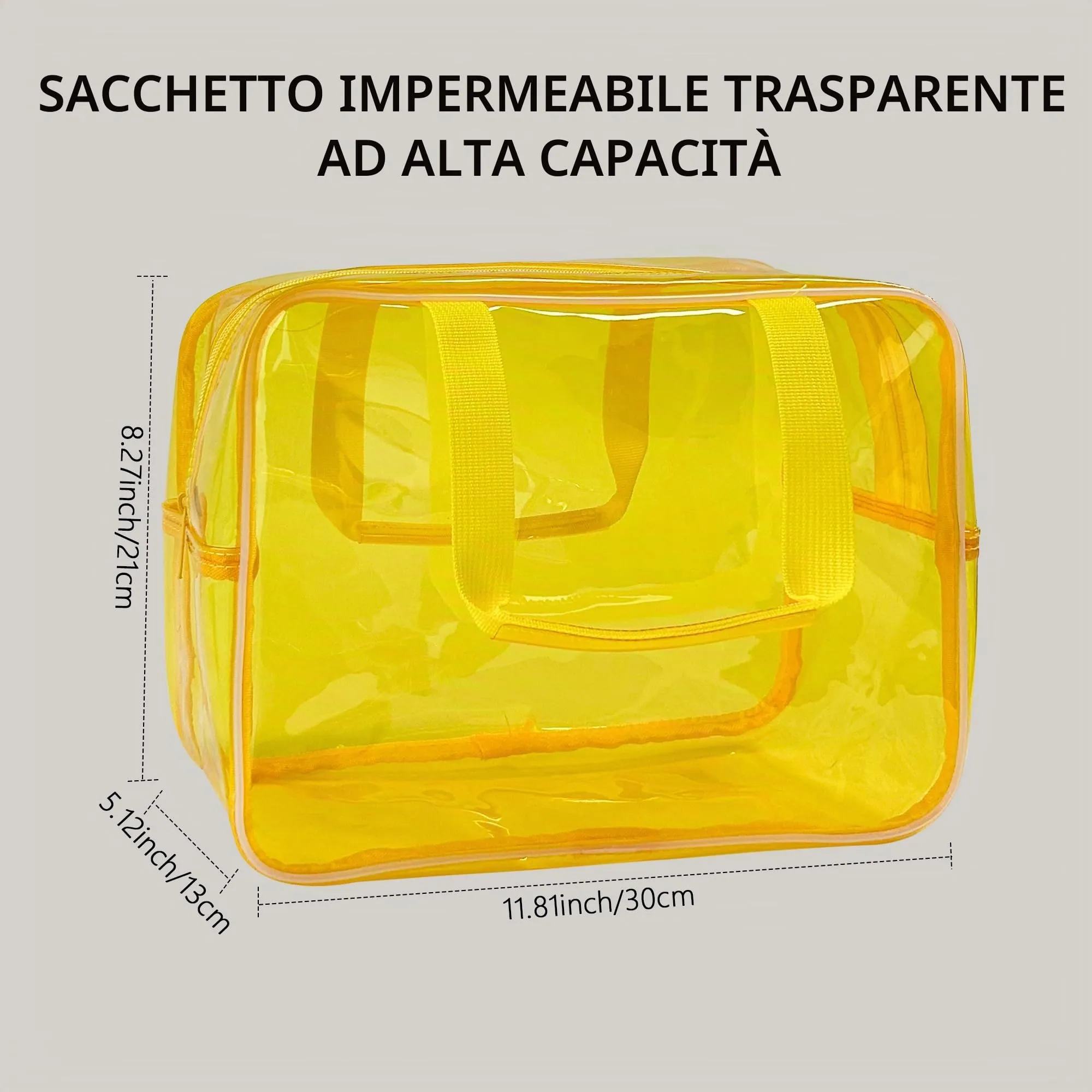 TotePrint Borsa a mano trasparente in vinile impermeabile per trucco, borsa a spalla impermeabile Tote Bag 11.8'' ×5.12'' ×8.26'', moderno - immagine 2