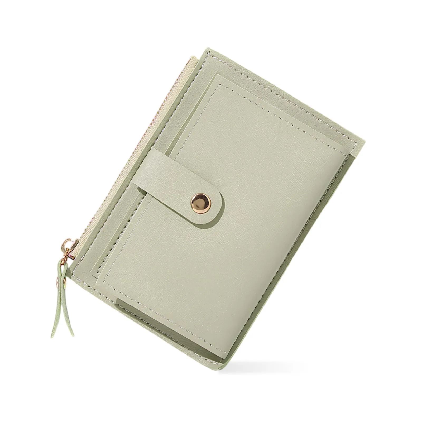 DEARBAG Portafoglio Donna Piccoli, Porta Carte di Credito in Pelle PU, Portamonete con Cerniera, Portafogli Corto Donna, con 6 Slot Schede, per Donnas Ragazza Signore, 14 * 9 * 0.5cm (Verde) - immagine 1