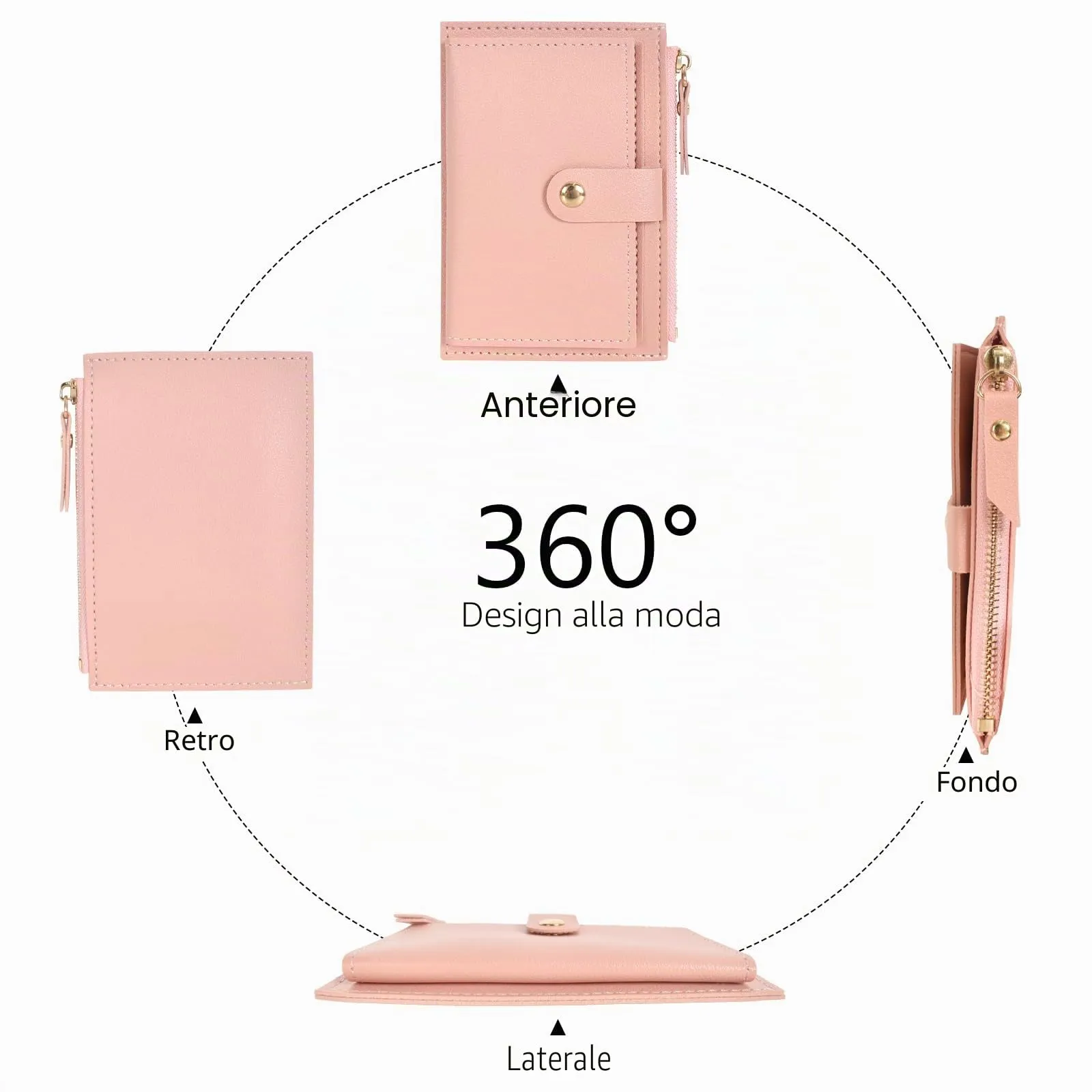 DEARBAG Portafoglio Donna Piccoli, Porta Carte di Credito in Pelle PU, Portamonete con Cerniera, Portafogli Corto Donna, con 6 Slot Schede, per Donnas Ragazza Signore, 14 * 9 * 0.5cm (Verde) - immagine 4