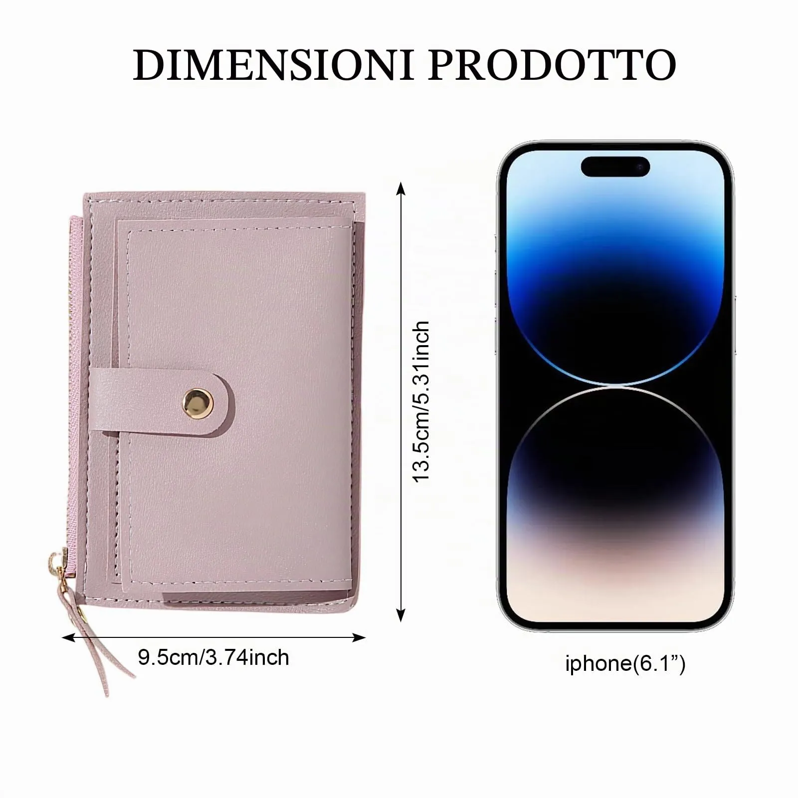 DEARBAG Portafoglio Donna Piccoli, Porta Carte di Credito in Pelle PU, Portamonete con Cerniera, Portafogli Corto Donna, con 6 Slot Schede, per Donnas Ragazza Signore, 14 * 9 * 0.5cm (Viola) - immagine 2