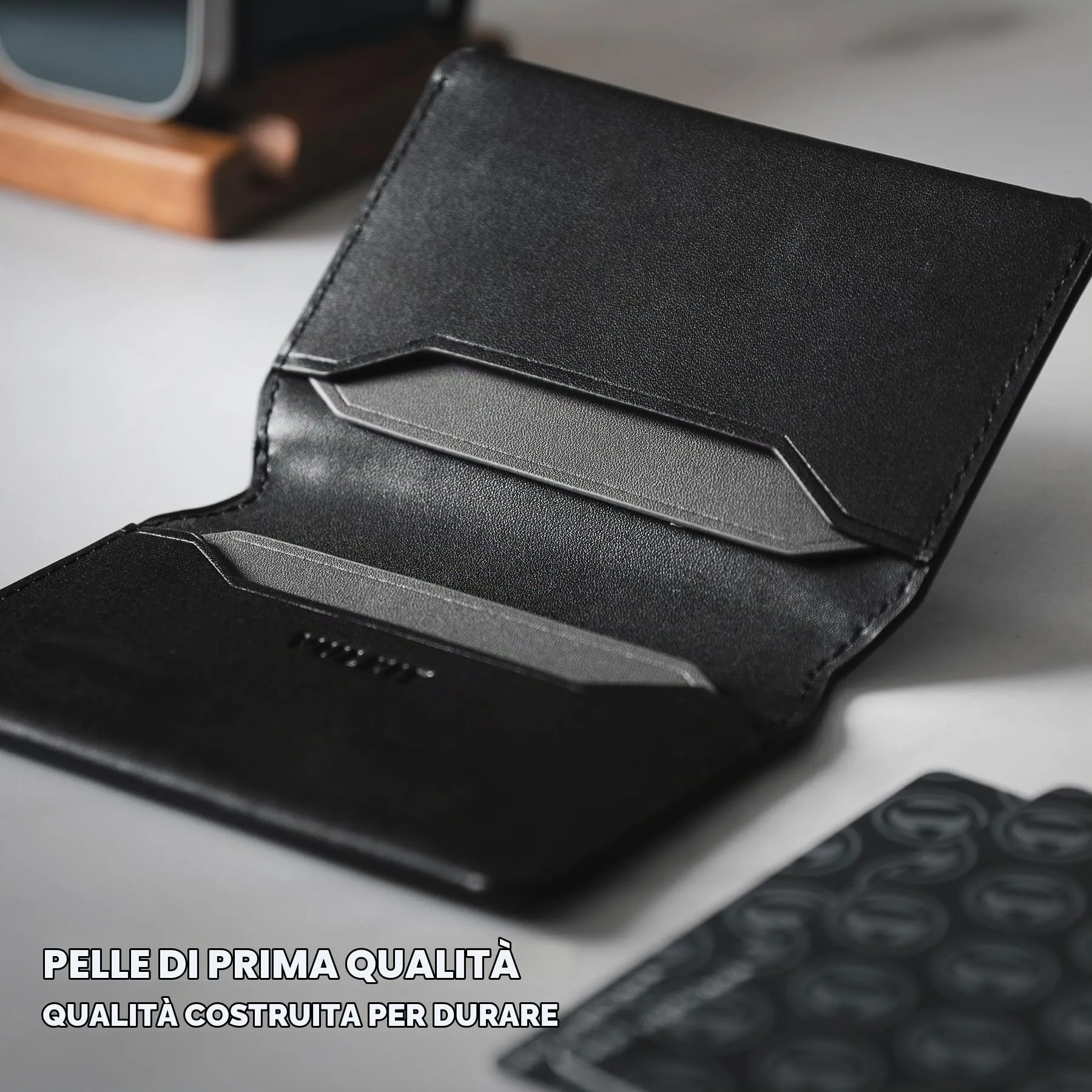 VULKIT Porta Carte di Credito Sottile e Minimalista in Pelle con Protezione RFID Tasca Frontale e Chiusura Magnetica - immagine 6