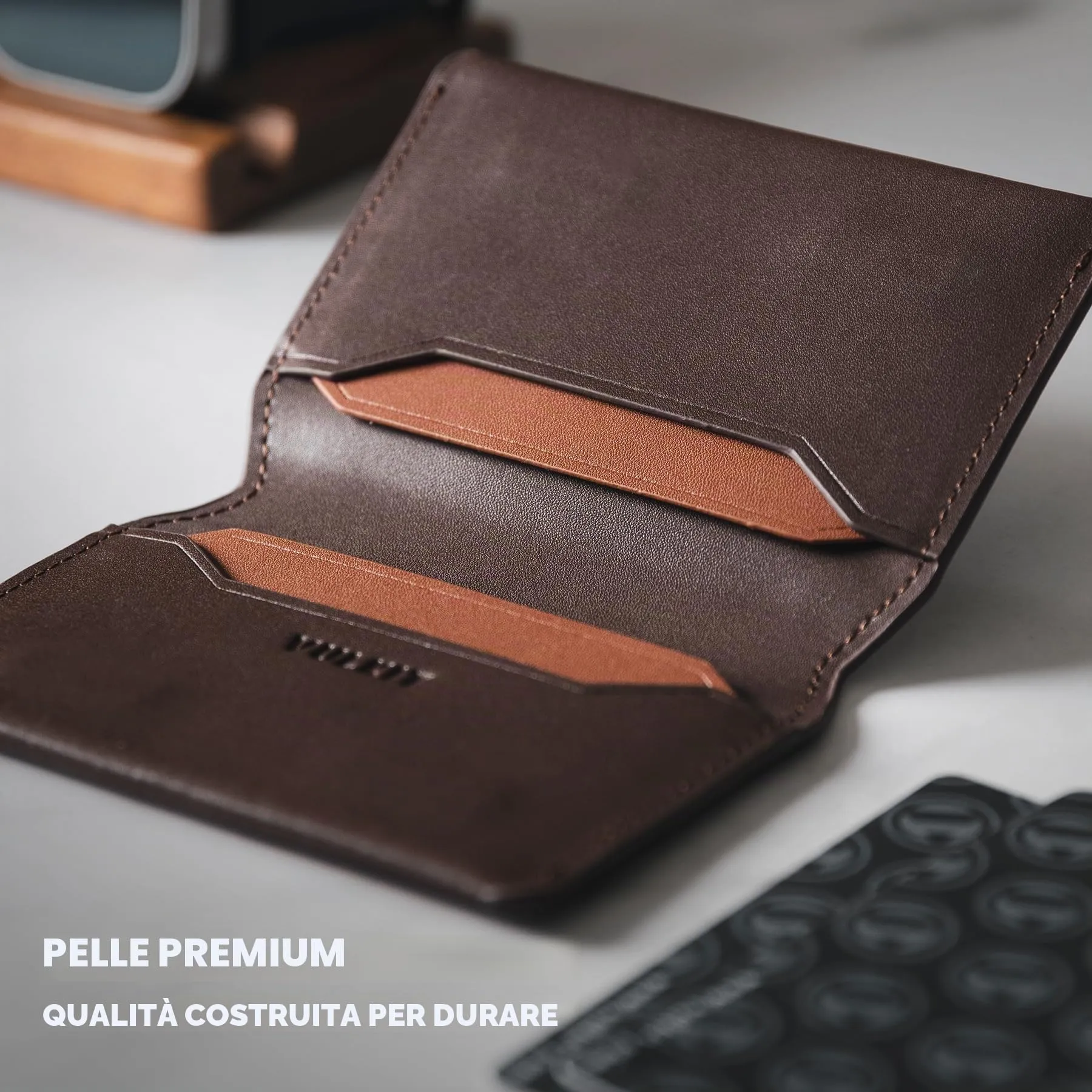 VULKIT Porta Carte di Credito Sottile e Minimalista in Pelle con Protezione RFID Tasca Frontale e Chiusura Magnetica - immagine 6