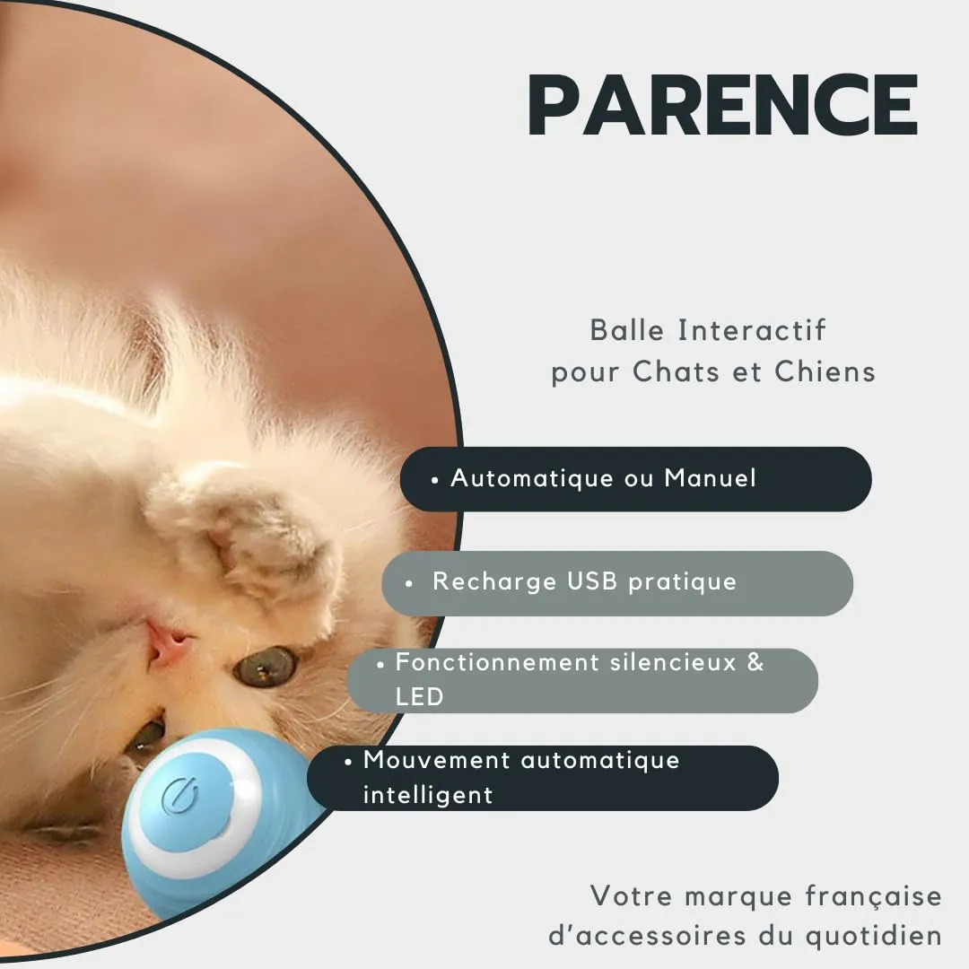 PARENCE. - Palla interattiva per gatti e cani – Ricaricabile USB – 2 Modalità Automatica & Manuale – Rotazione Intelligente – Luce LED morbida – Anti-Stress & Anti-Noia - immagine 8